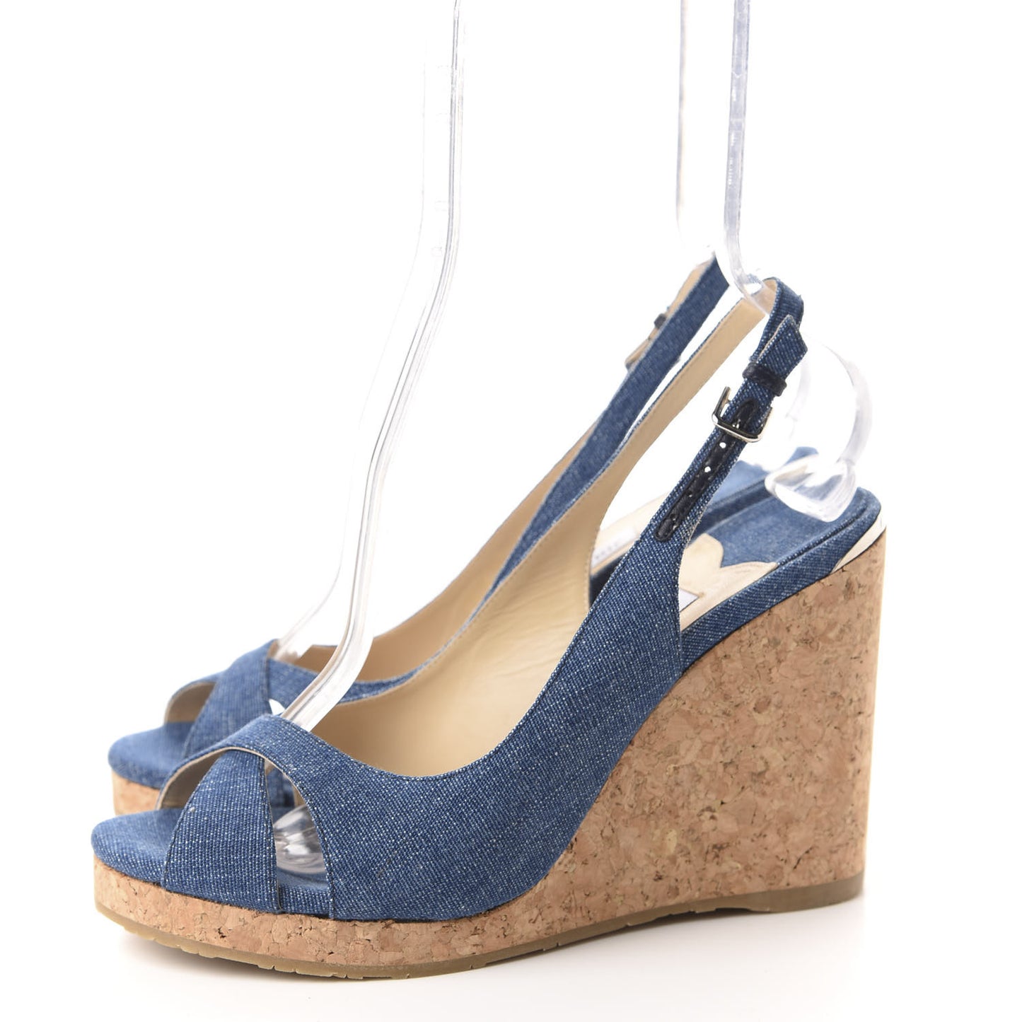 Denim Amely 105 Slingback Wedge Sandals 39.5 Navy