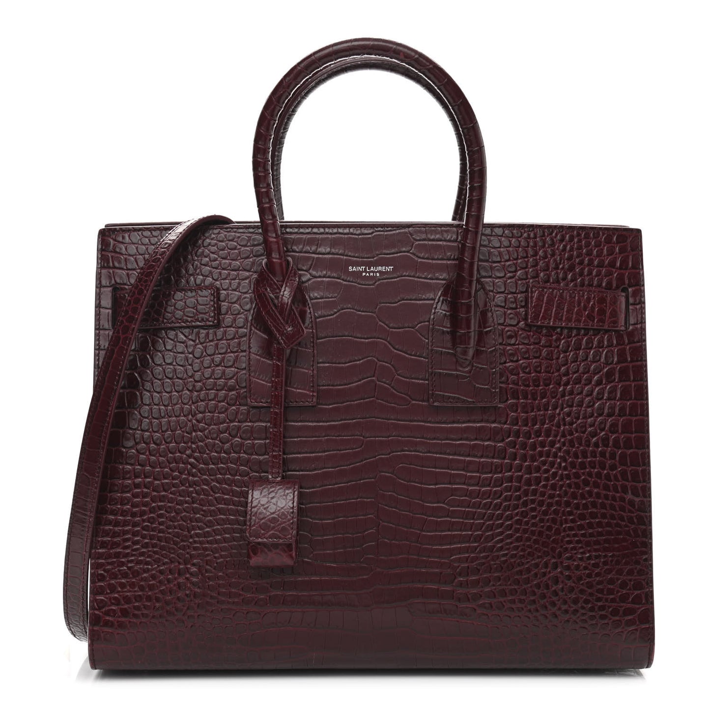 Calfskin Crocodile Embossed Small Sac de Jour Wine