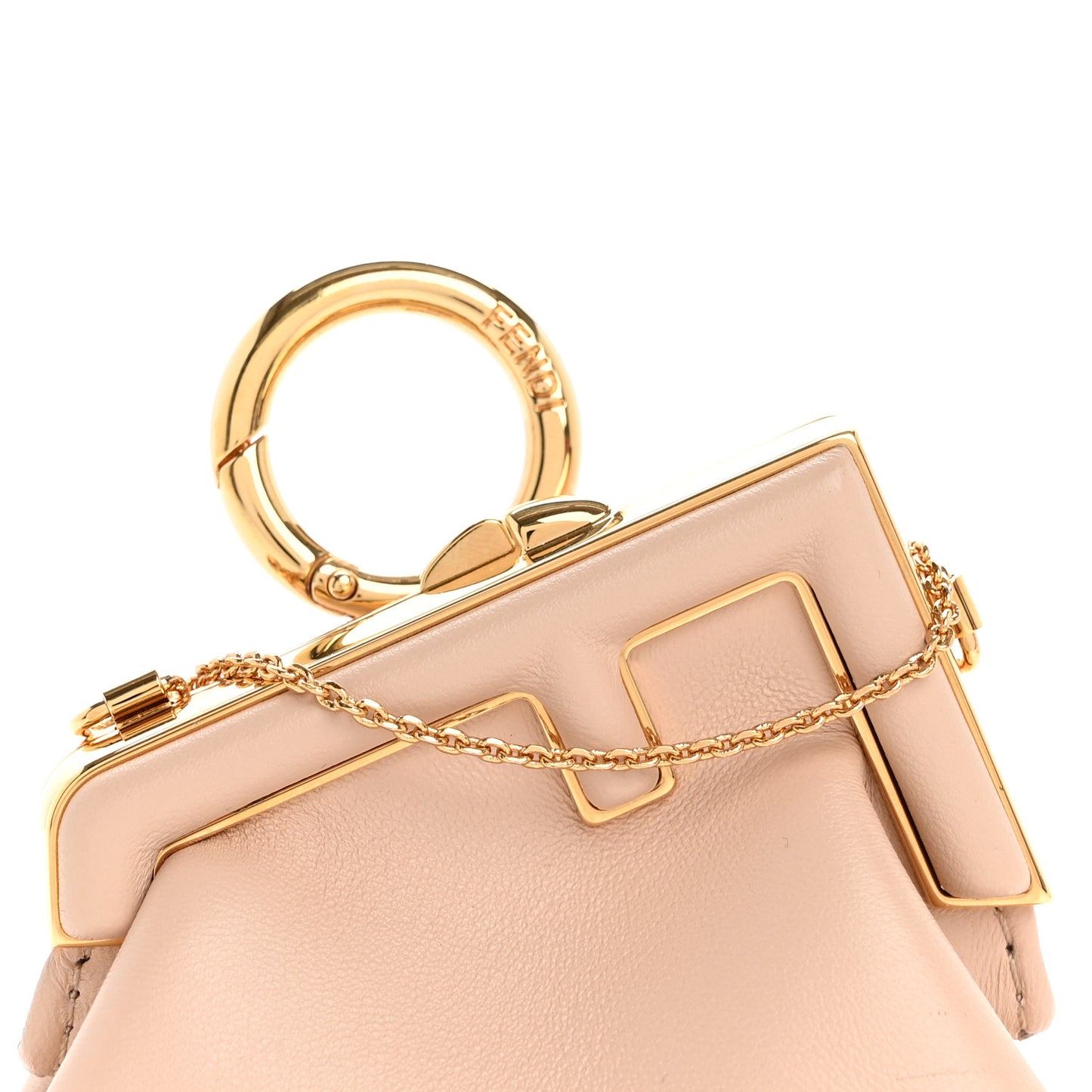 Shiny Nappa Nano Fendi First Bag Charm Poudre