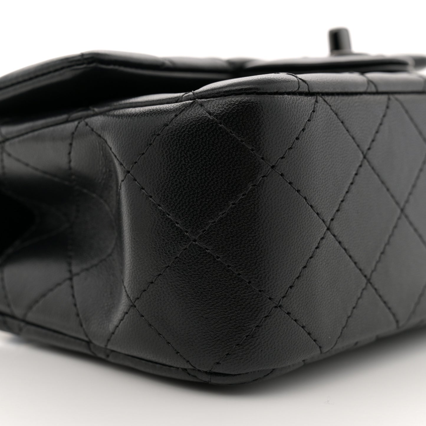 Lambskin Quilted Mini Top Handle Rectangular Flap So Black