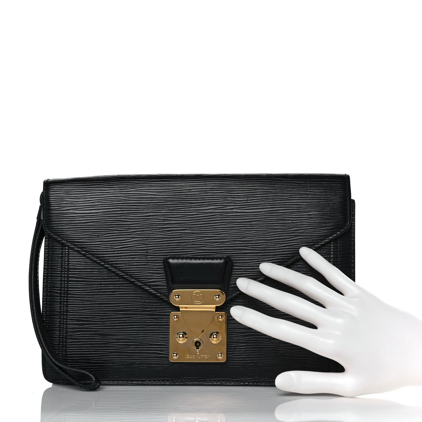 Epi Pochette Sellier Dragonne Clutch Black