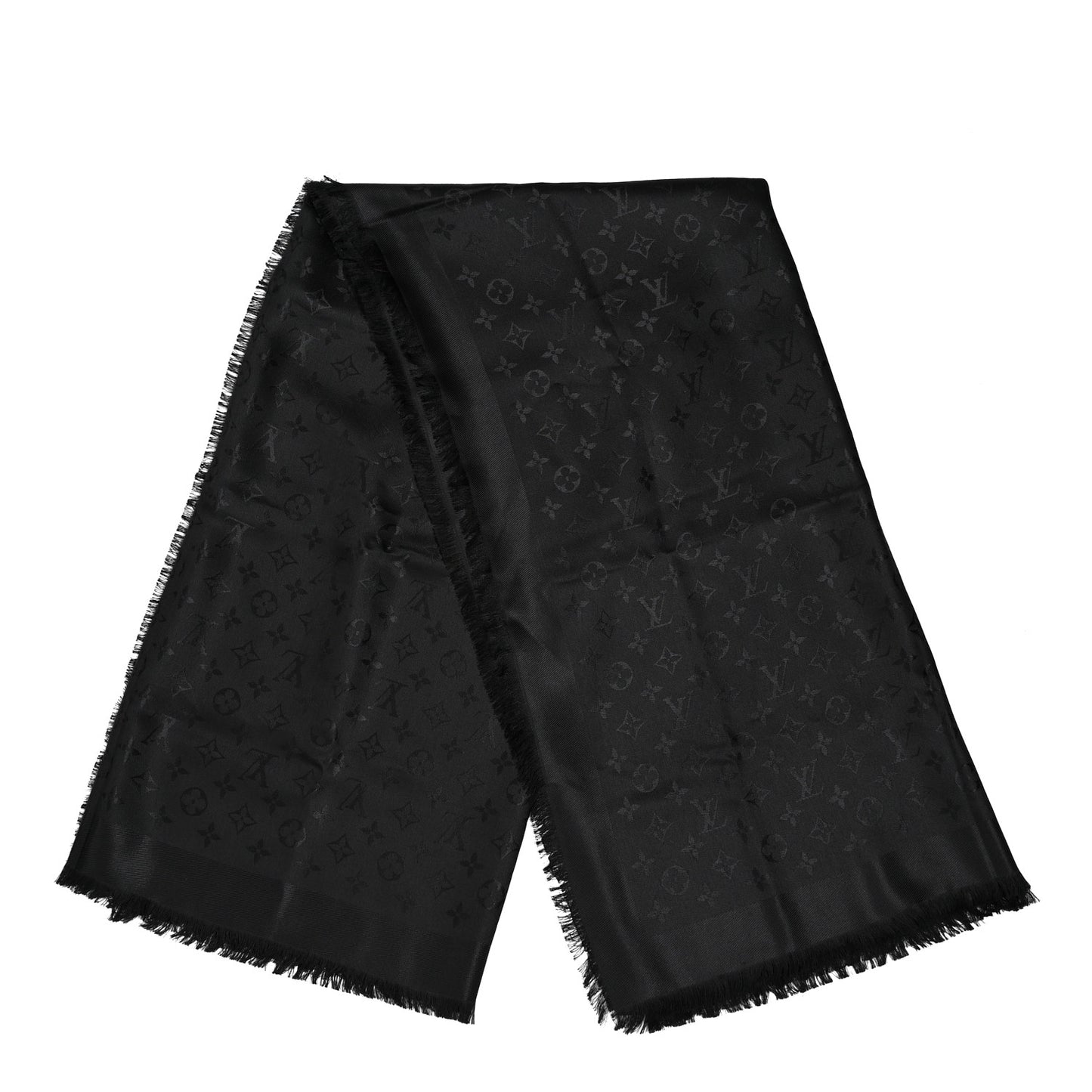 Silk Wool Monogram Shawl Black