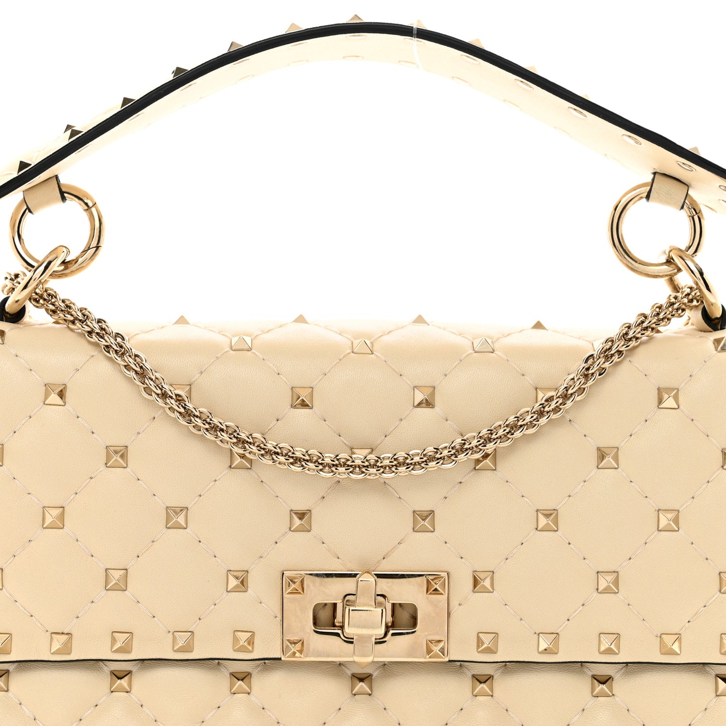 Nappa Medium Rockstud Spike Shoulder Bag Light Ivory