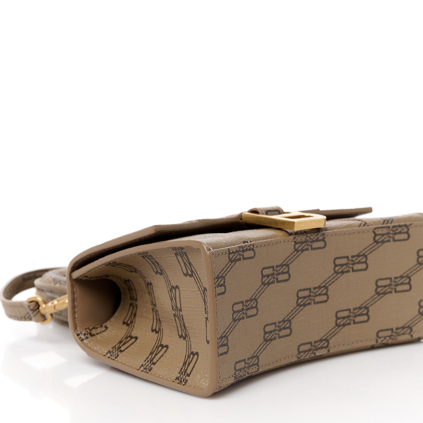 Coated Canvas BB Monogram Hourglass Top Handle Bag XS Beige Brown
