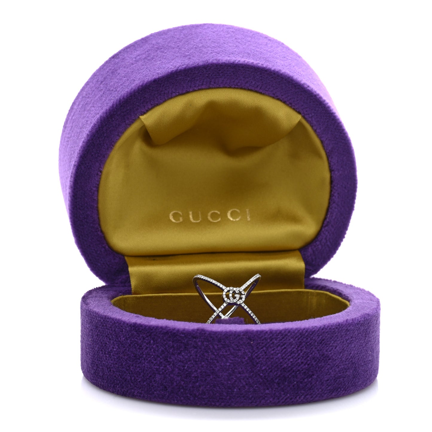 18K White Gold Diamond Running G Cross Ring 54 7