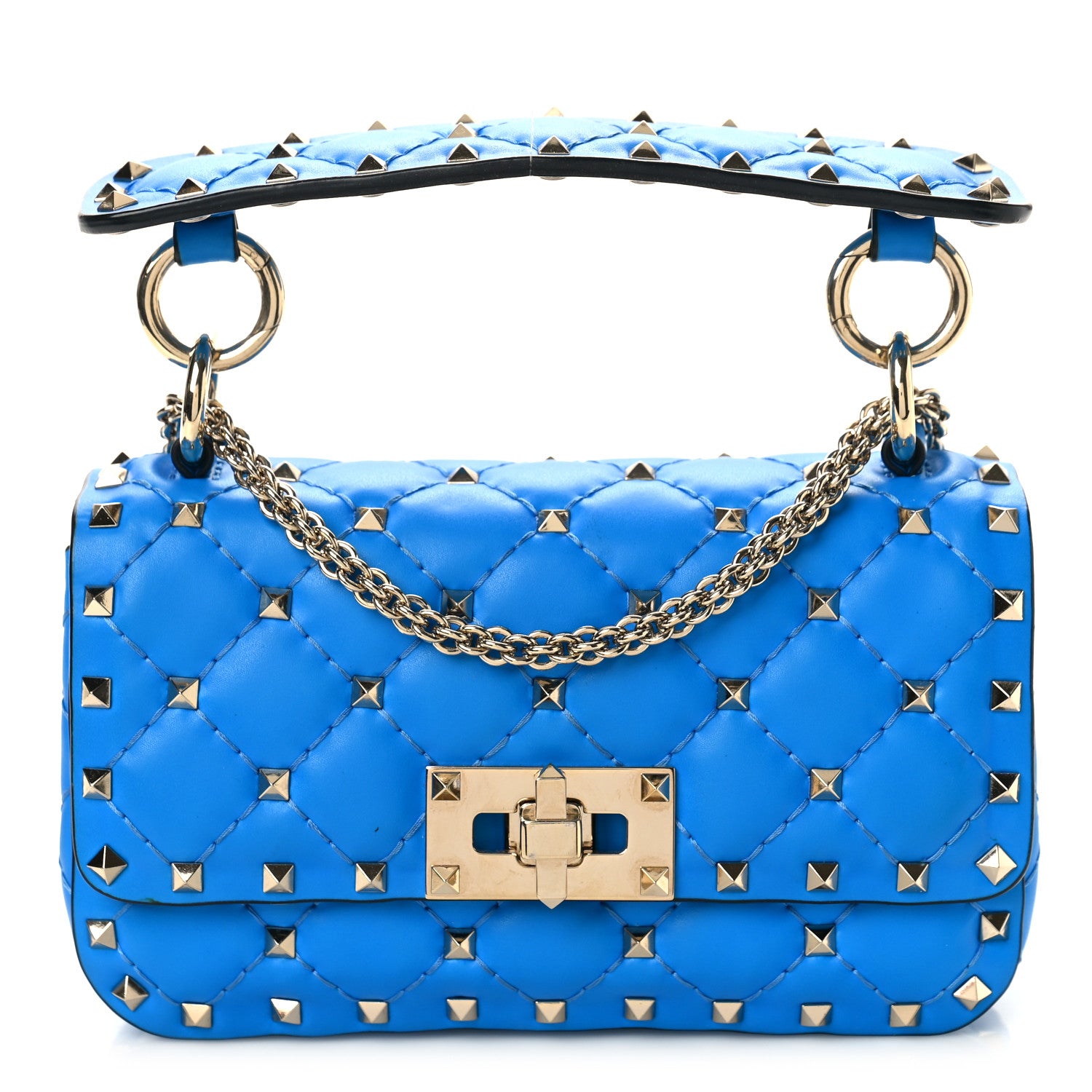 Valentino Garavani Calfskin Mini Rockstud Spike Shoulder Bag Blue