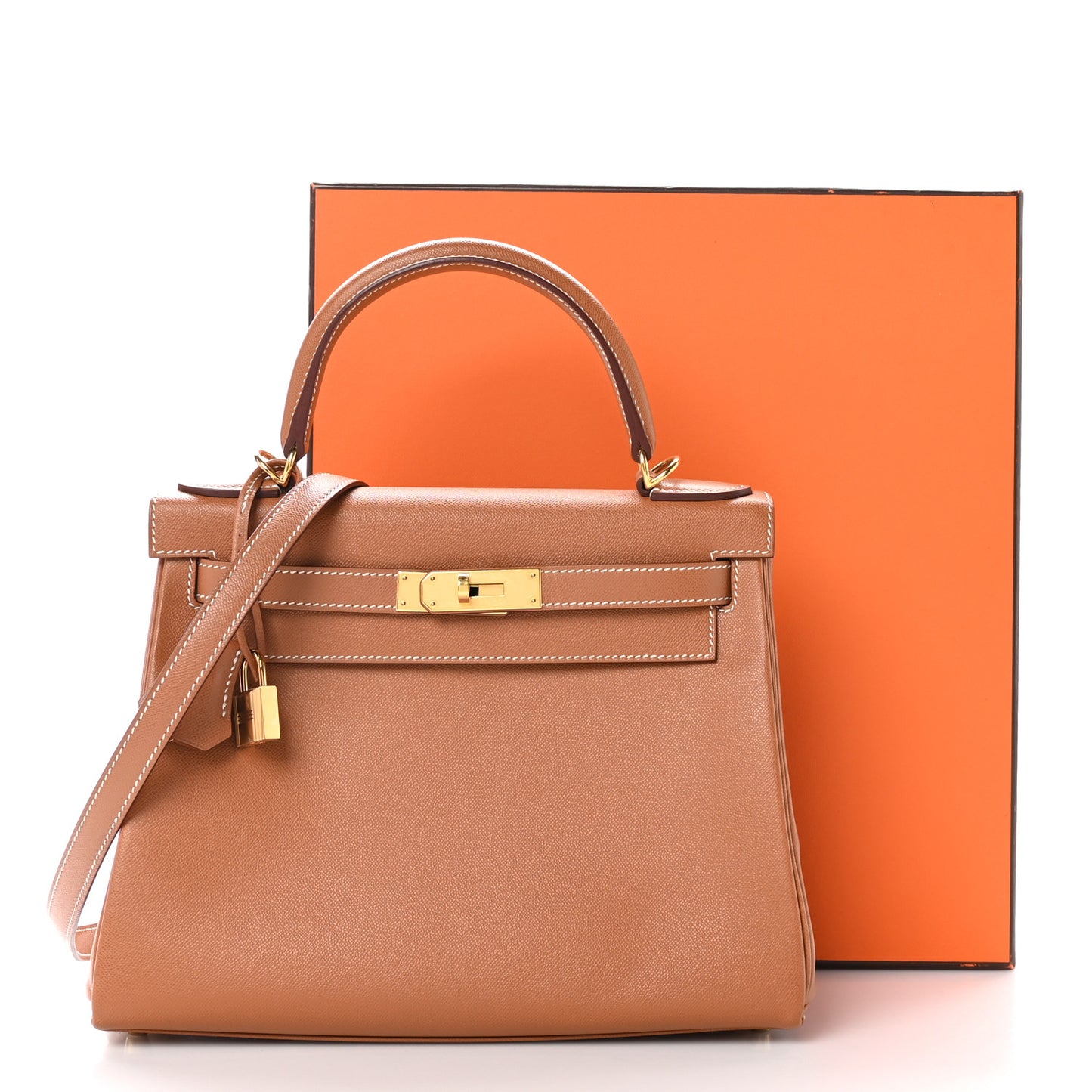 Madame Calfskin Kelly Retourne 28 Gold