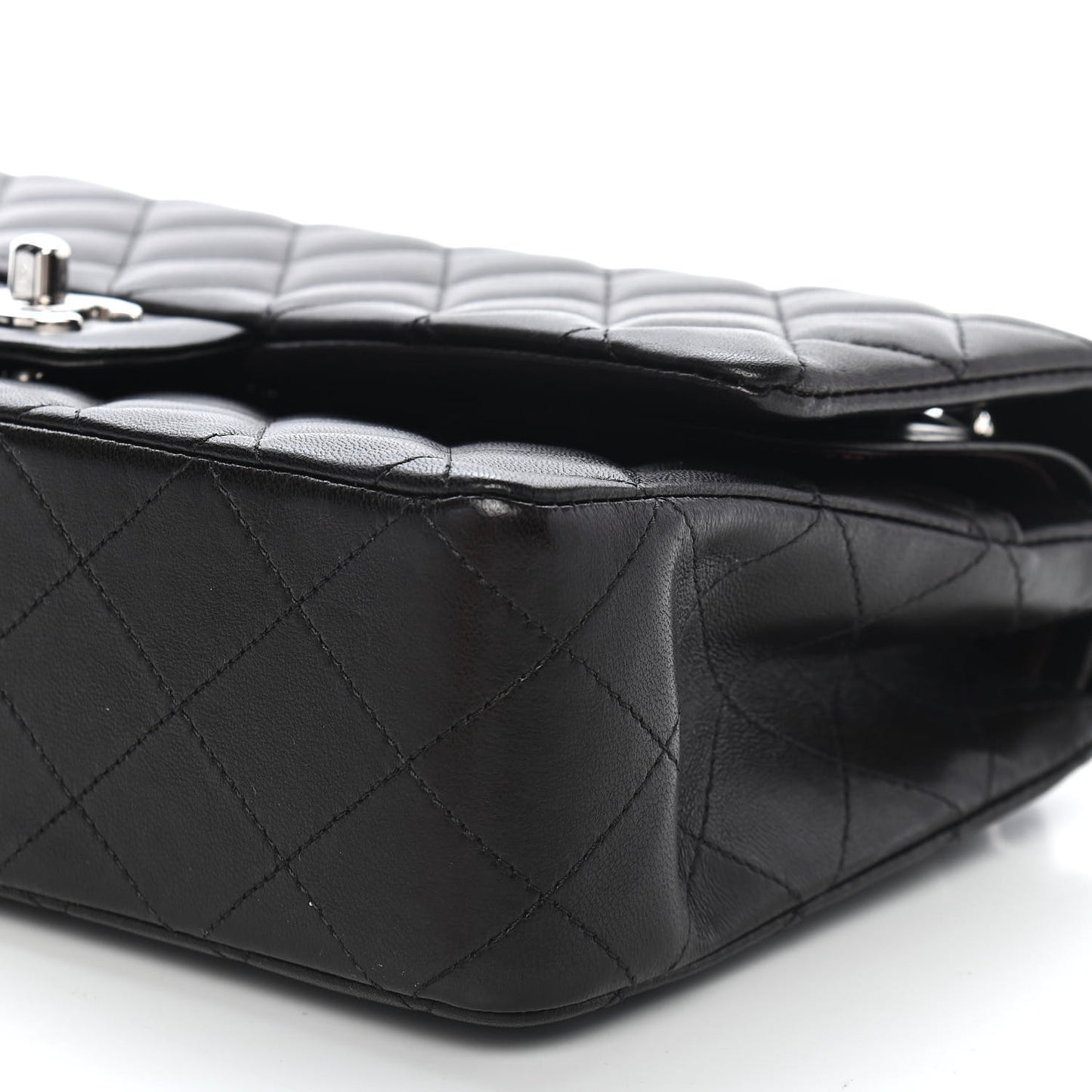 Lambskin Quilted Medium Double Flap Black