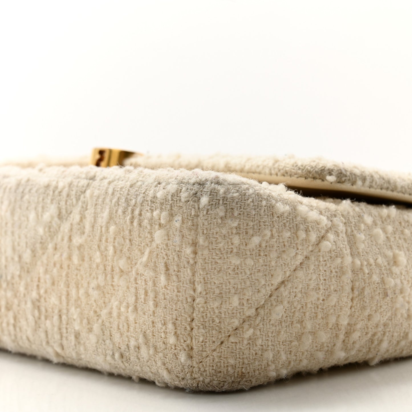 Boucle Tweed Patchwork Monogram Medium Jamie Baguette Craie
