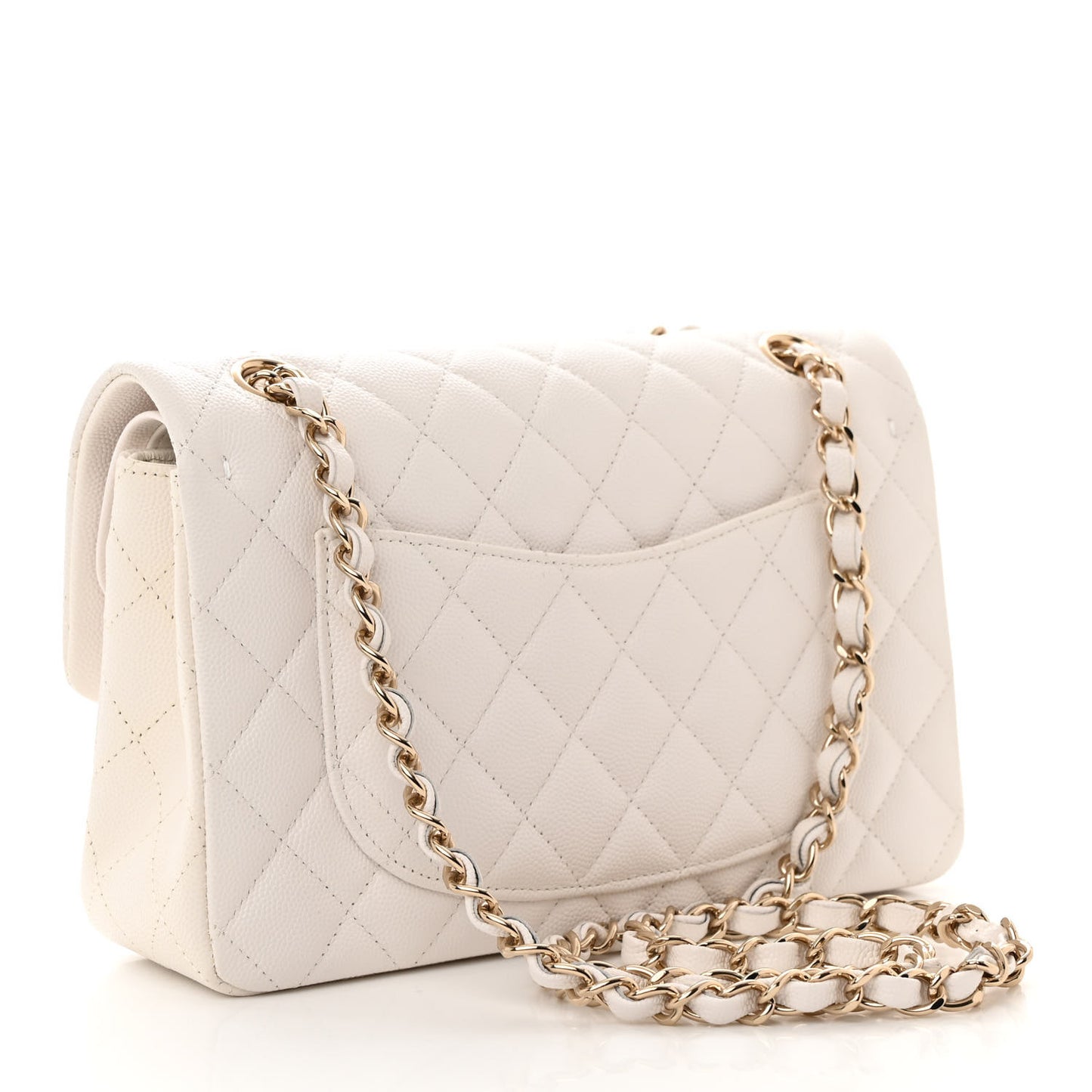 Caviar Quilted Small Double Flap White