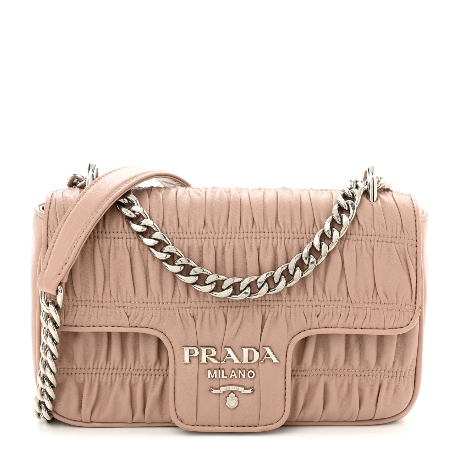 Nappa Gaufre Small Chain Flap Shoulder Bag Cipria