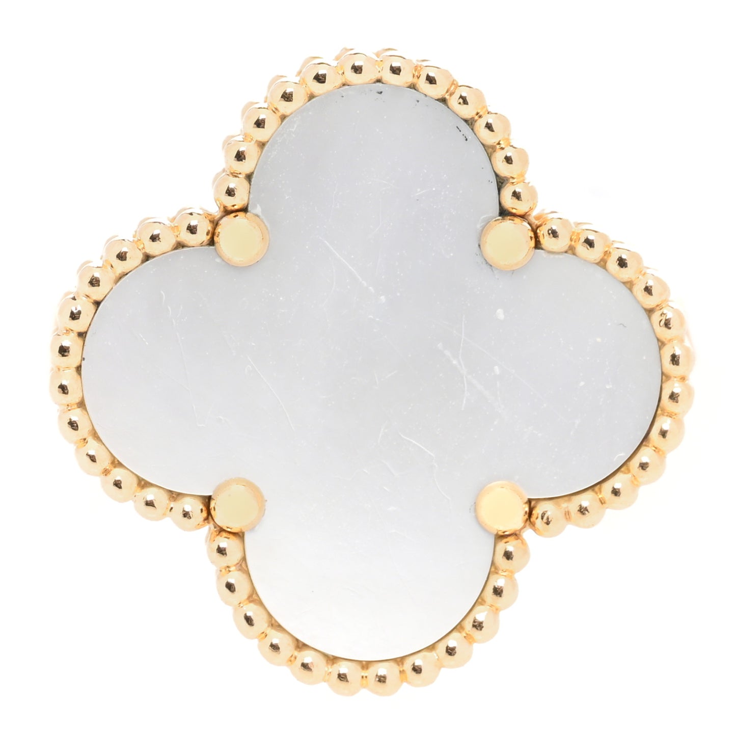 18K Yellow Gold Mother of Pearl Magic Alhambra Ring 54 6.75