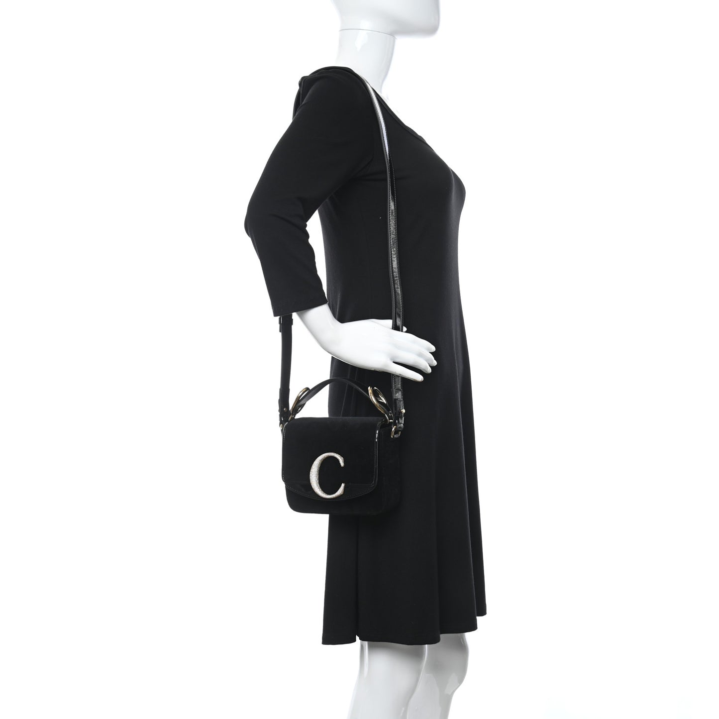 Velvet Crystal Mini C Double Carry Black