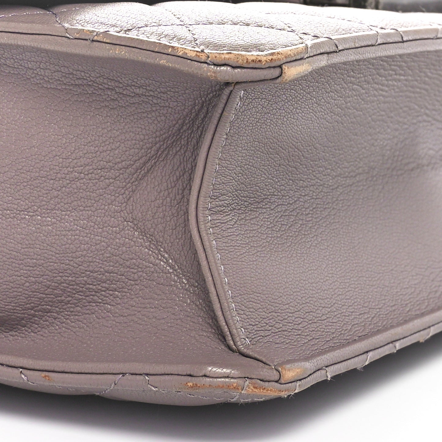 Goatskin Quilted Large CC University Top Handle Flap Grey