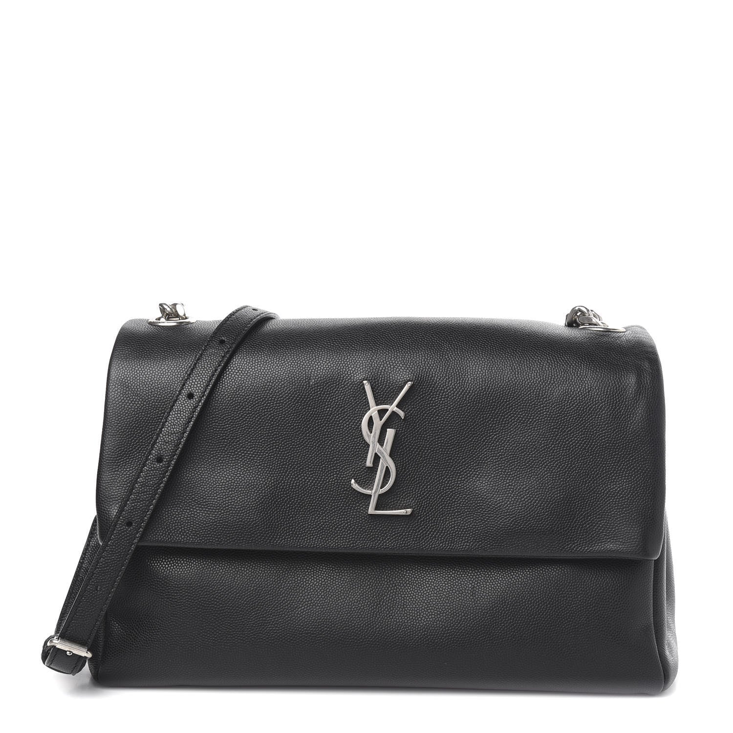 Saint Laurent Grain De Poudre Medium West Hollywood Monogram Fold-Over Black 1 of 13