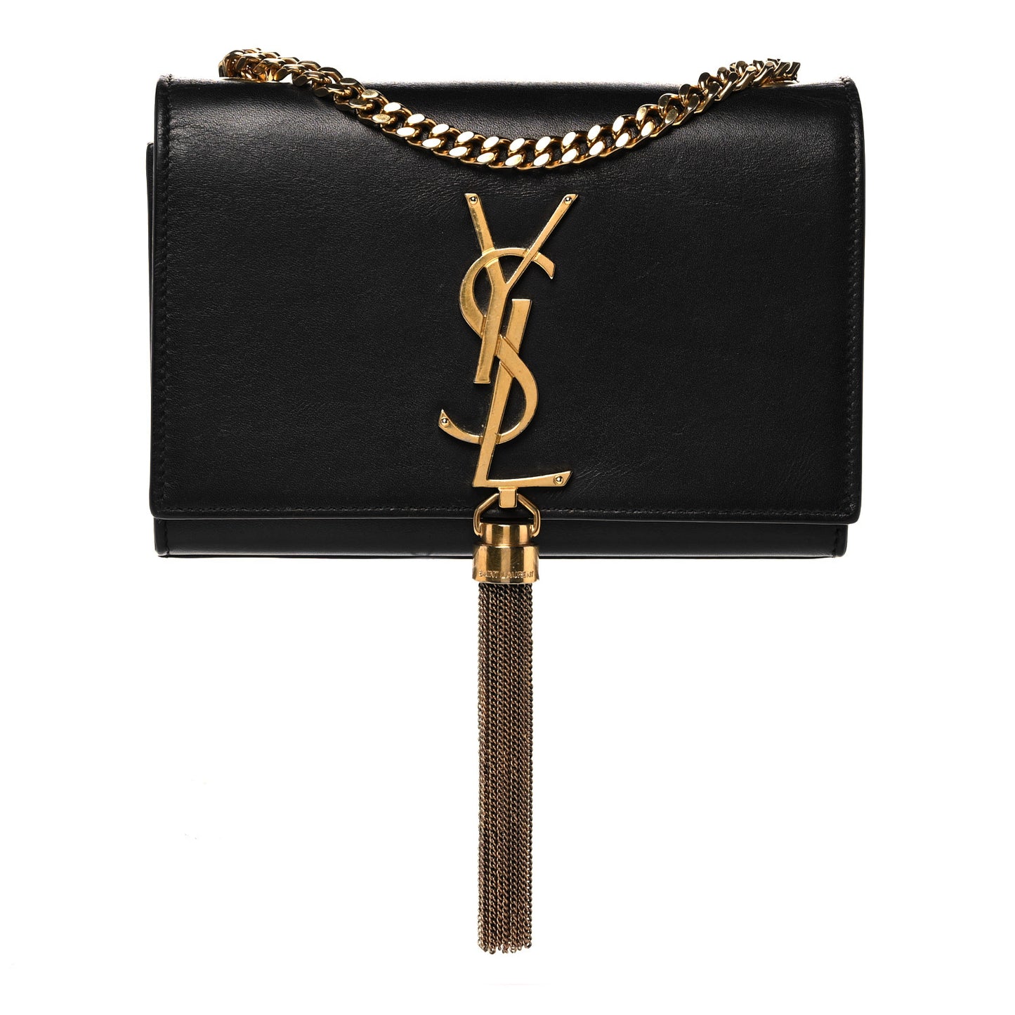 Calfskin Small Classic Monogram Kate Tassel Satchel Black