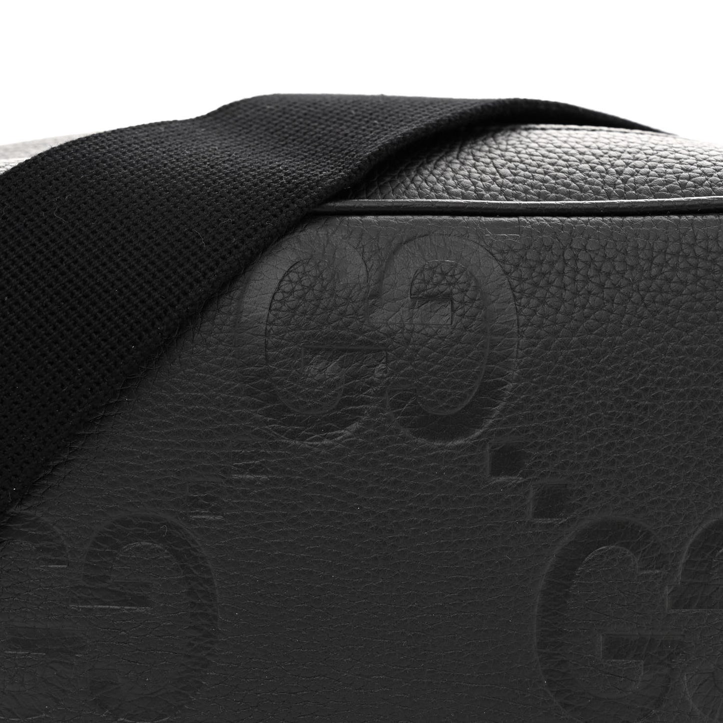 Piuma Calfskin Jumbo GG Embossed Medium Messenger Bag Black