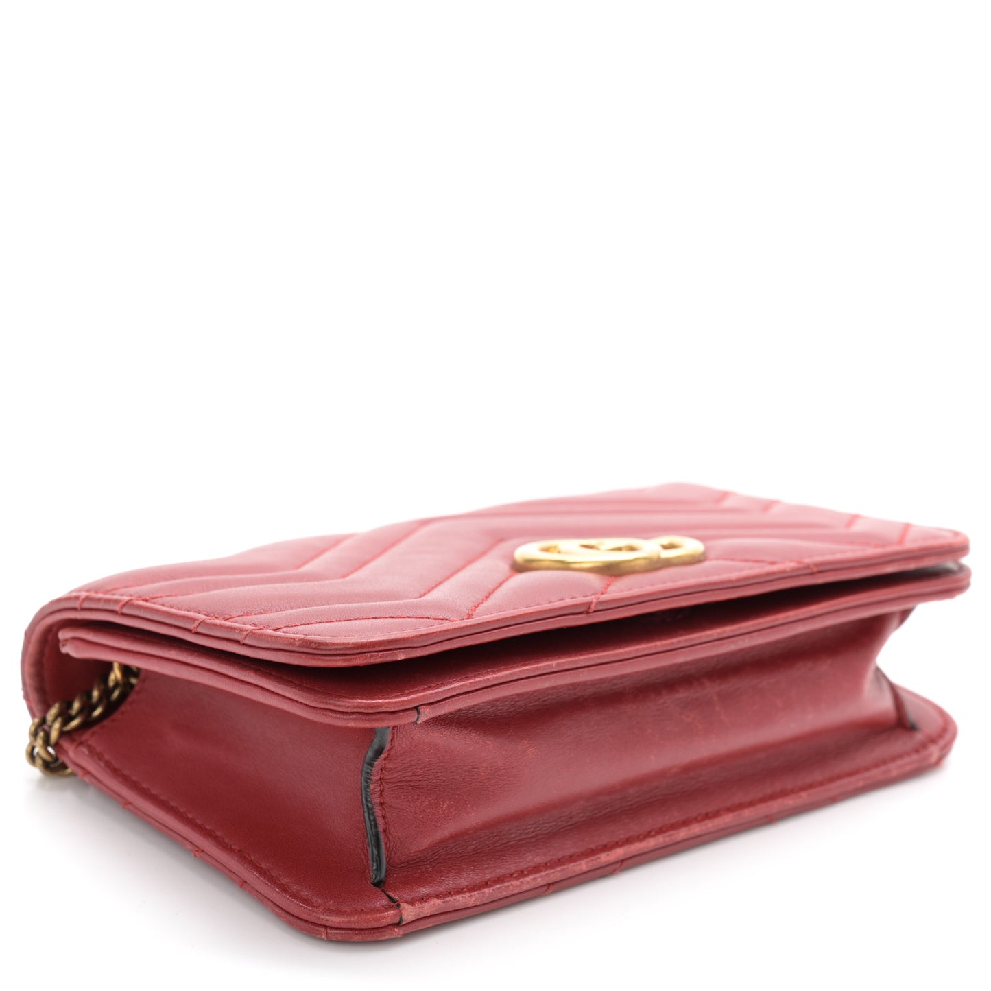 Calfskin Matelasse GG Marmont Mini Bag Hibiscus Red
