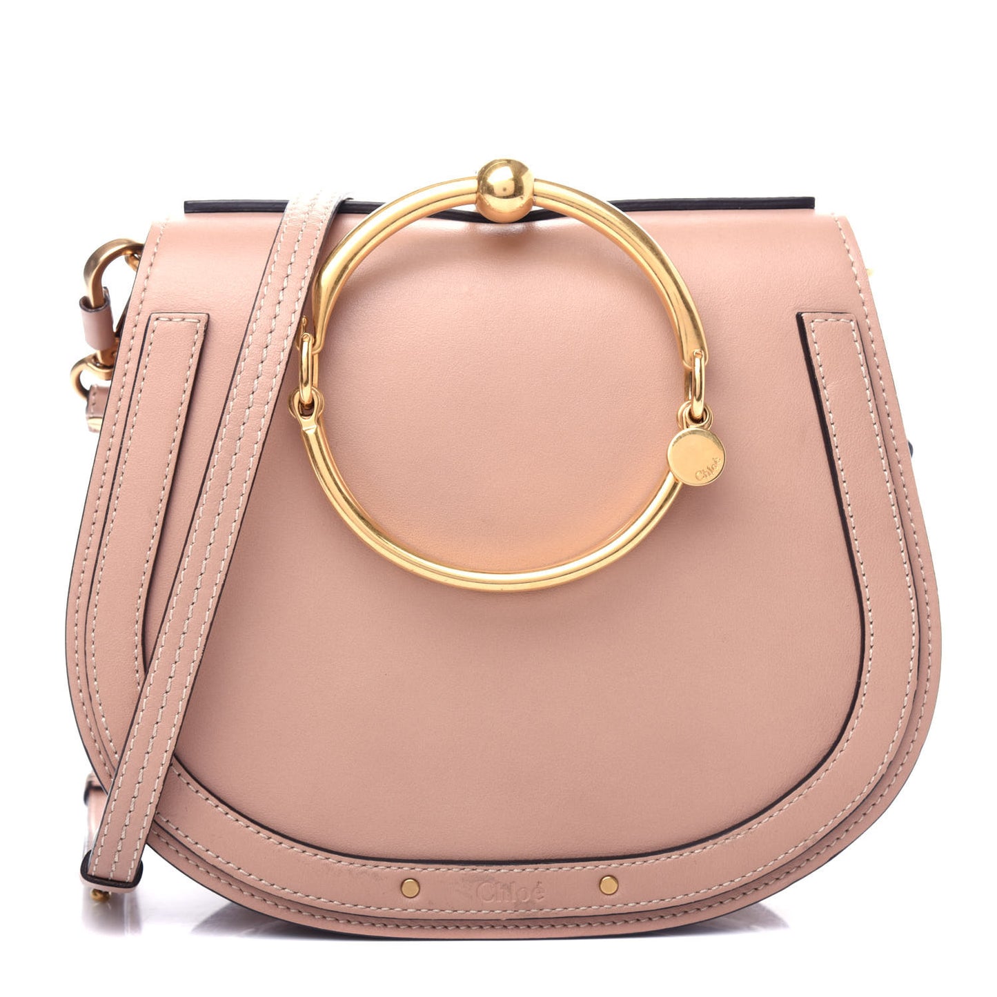 Calfskin Suede Medium Nile Bracelet Bag Biscotti Beige