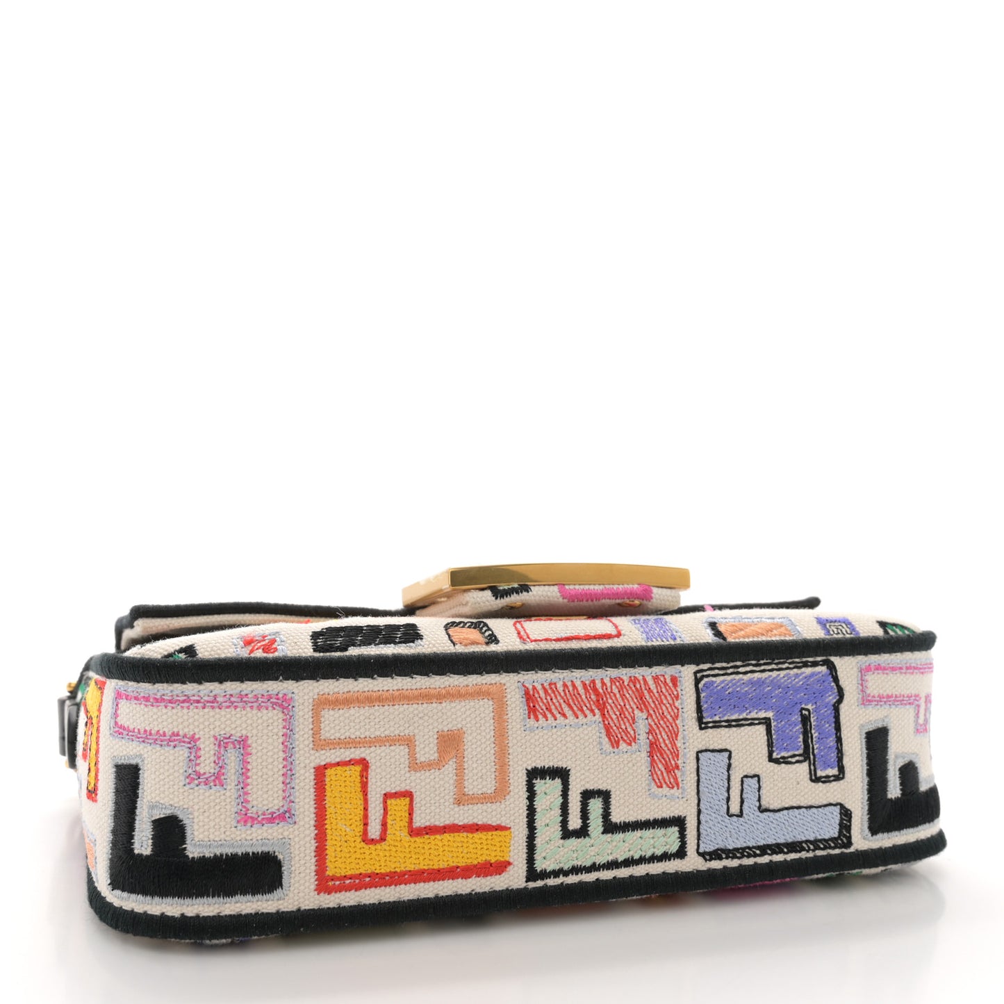 Canvas Vitello Seta FF Embroidered Chinese Valentines Day Mini Baguette Multicolor