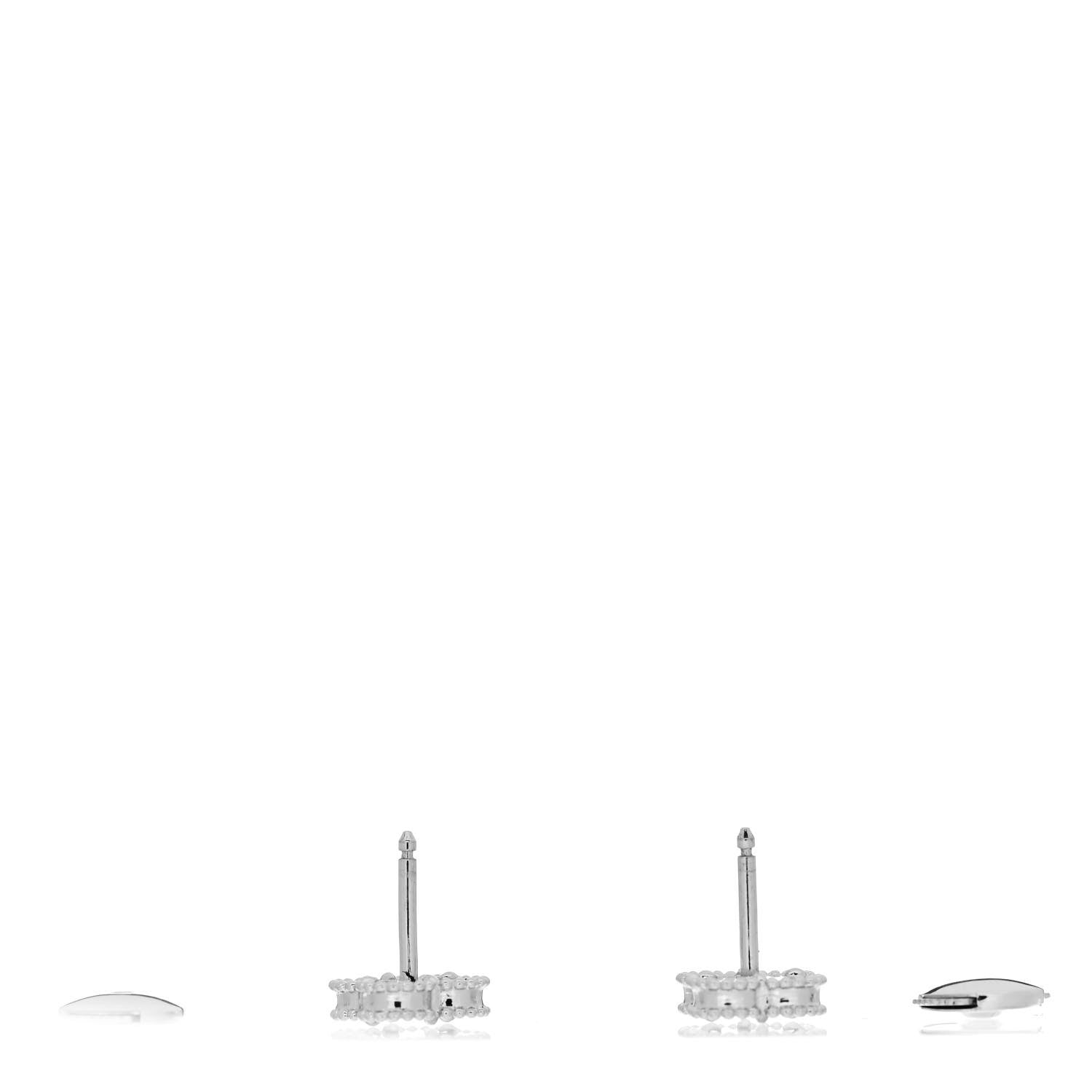 Van Cleef & Arpels 18K White Gold Turquoise Sweet Alhambra Earrings 3 of 5