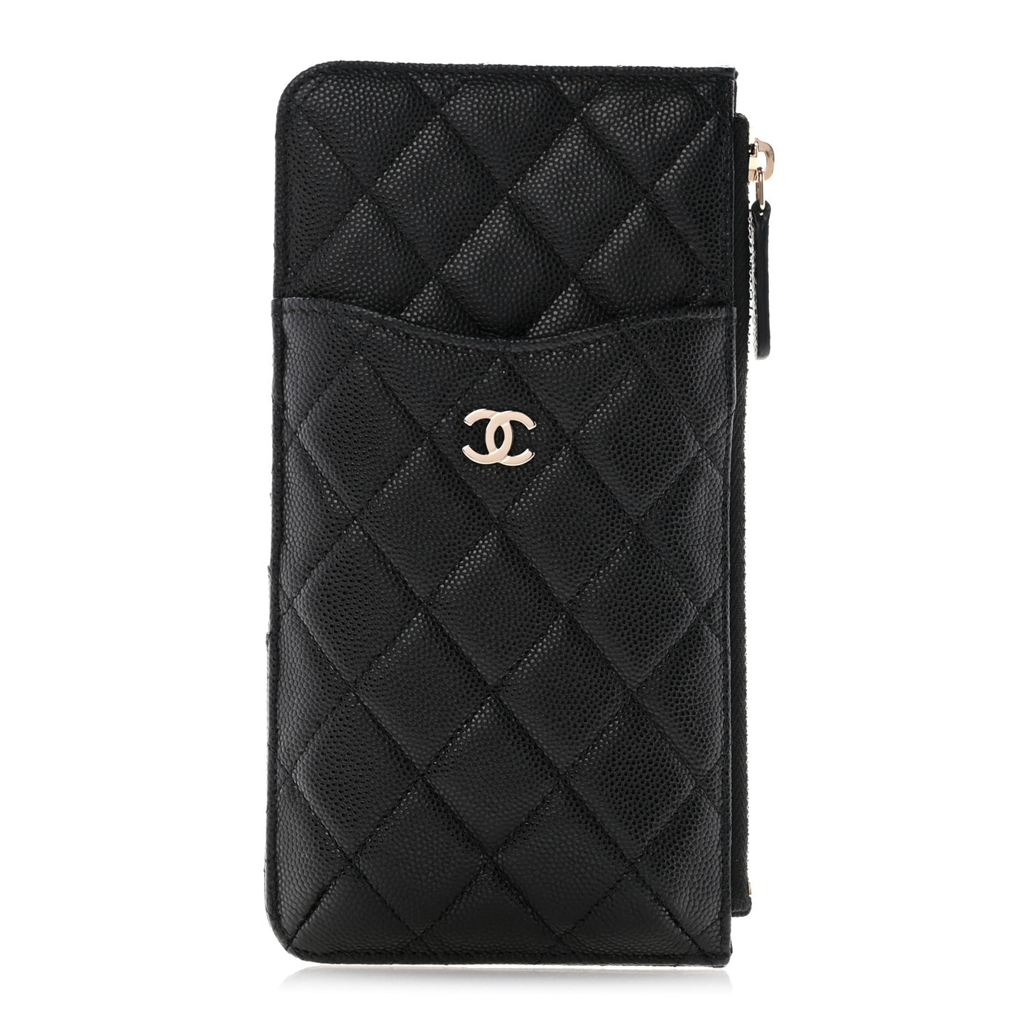 Caviar Quilted Classic Flat Wallet Pouch Black