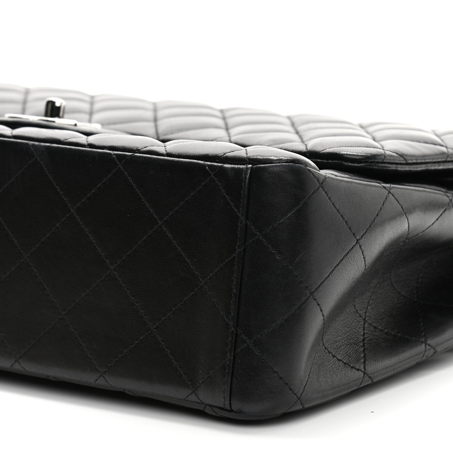 Lambskin Quilted Maxi Double Flap Black
