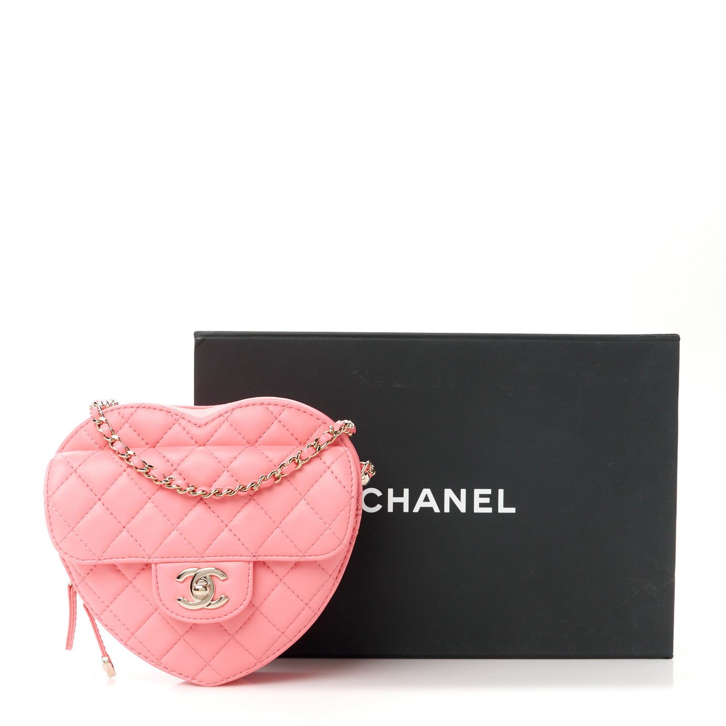 Lambskin Quilted CC In Love Heart Bag Pink