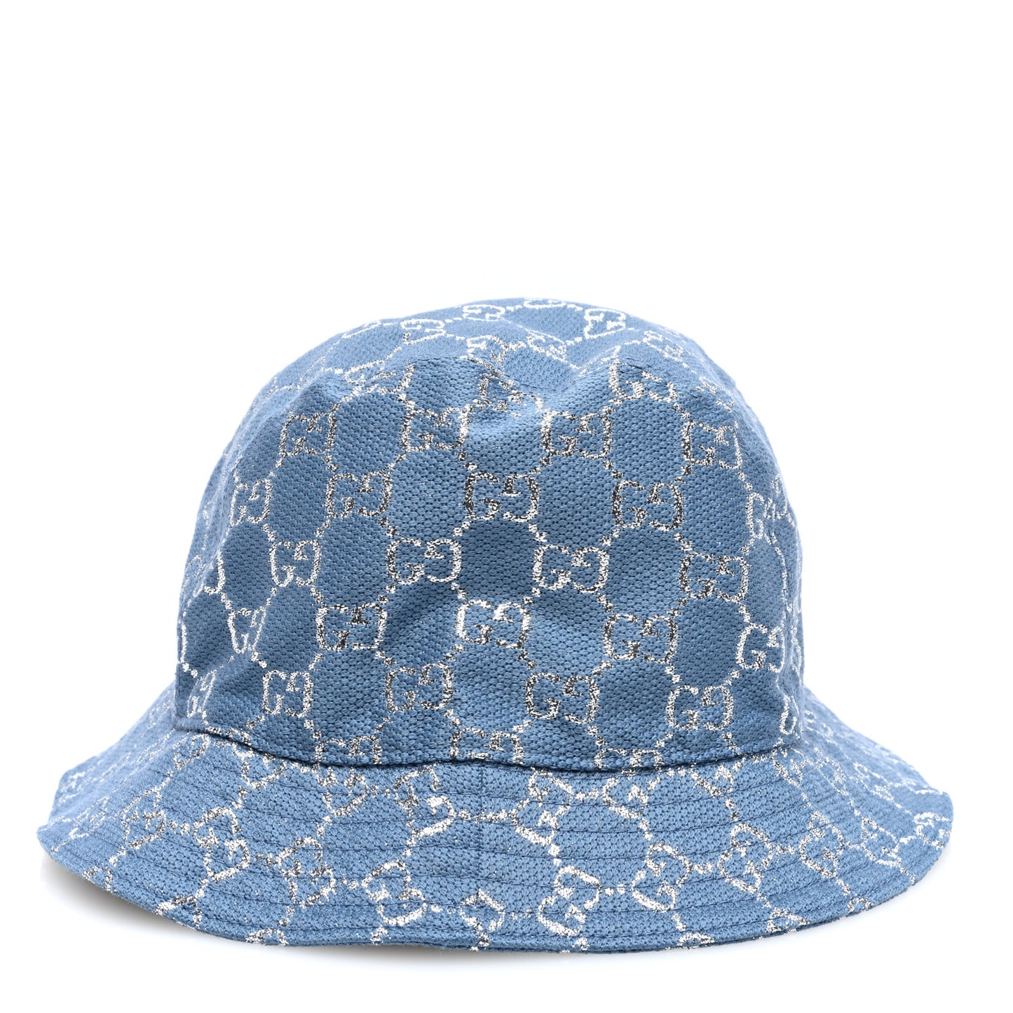 Canvas Lame GG Monogram Bucket Hat S Light Blue Silver