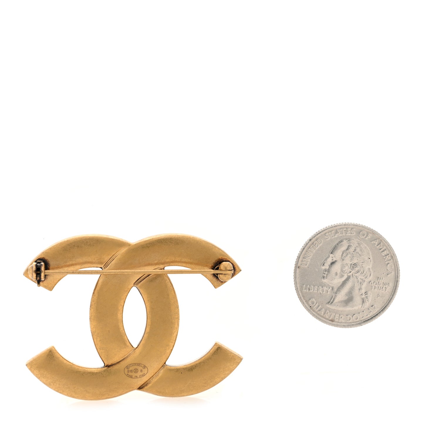 Metal CC Brooch Gold