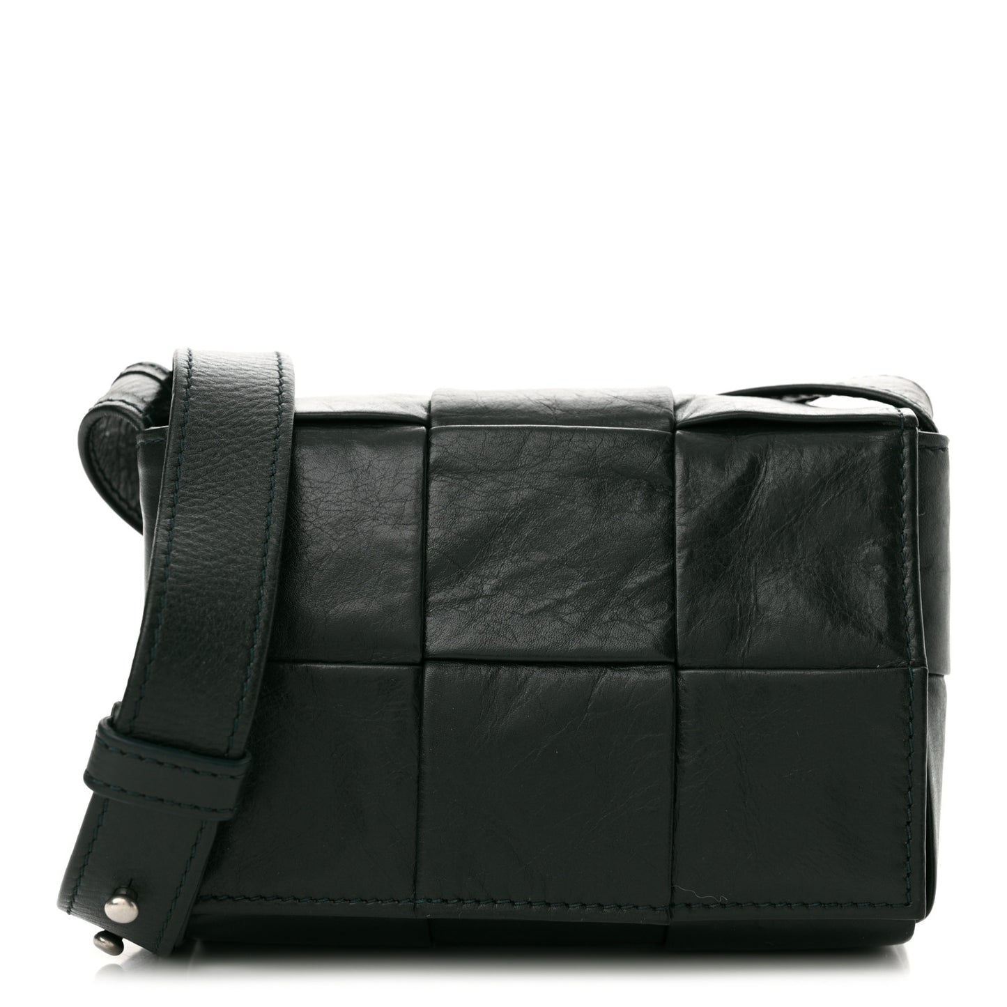 Paper Calfskin Maxi Intreccio Extra Mini Cassette Crossbody Bag Black