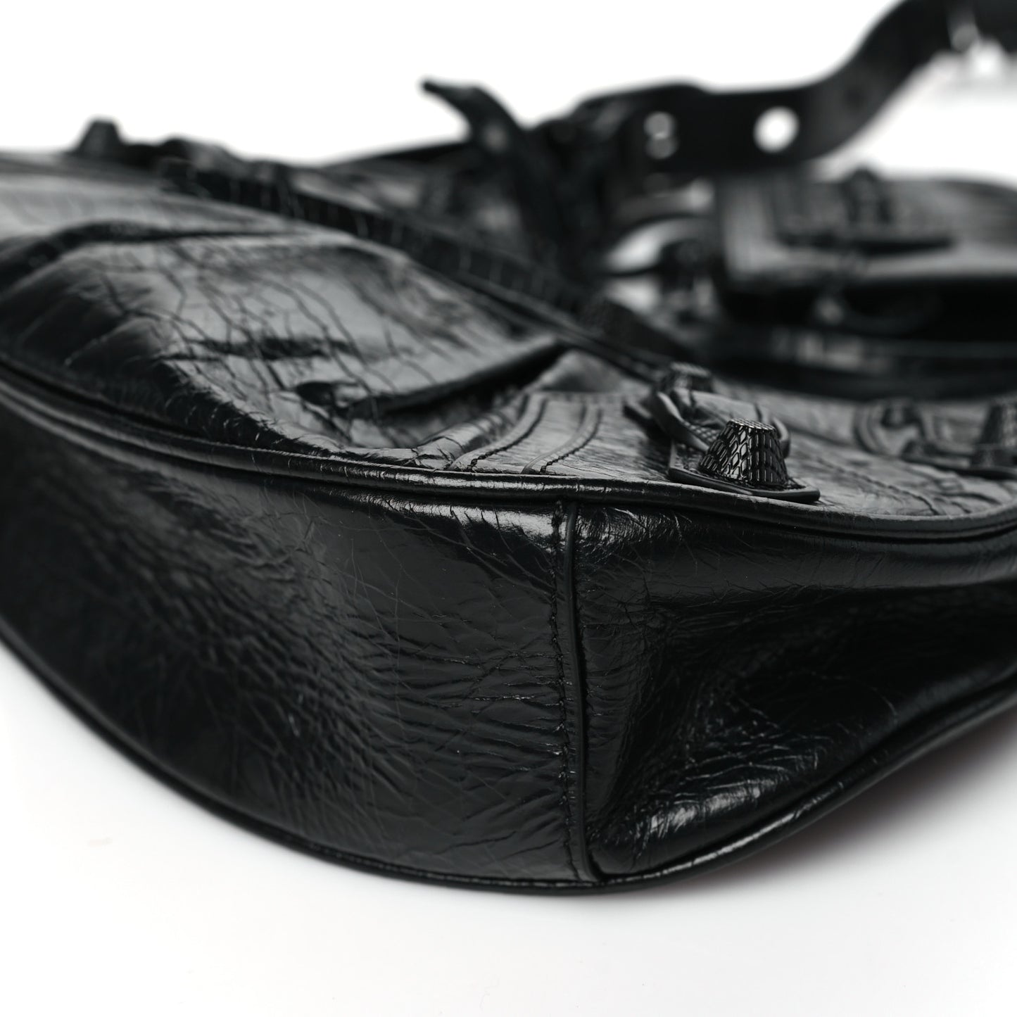 Agneau Arena Monochrome Le Cagole Shoulder Bag XS Black