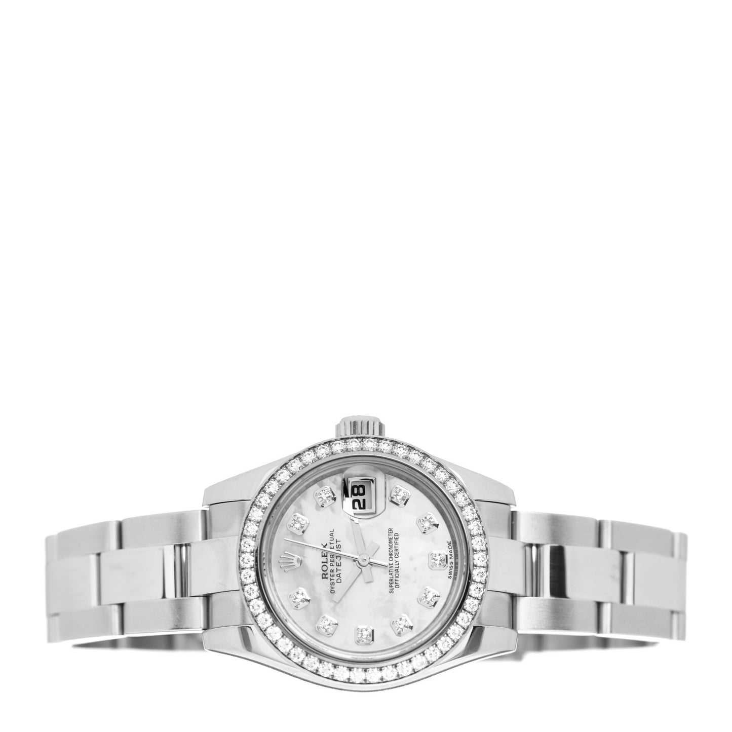 Stainless Steel 18K White Gold Diamond Mother of Pearl 26mm Oyster Perpetual Datejust Watch 179384