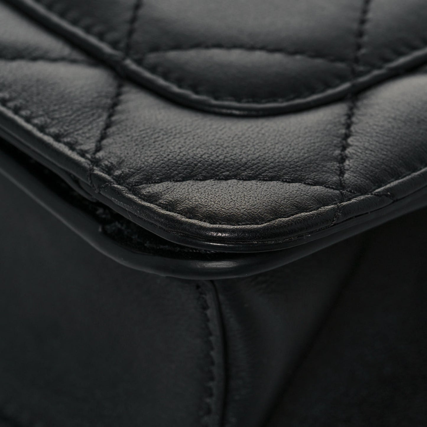 Calfskin Quilted Small Top Handle Flap Black