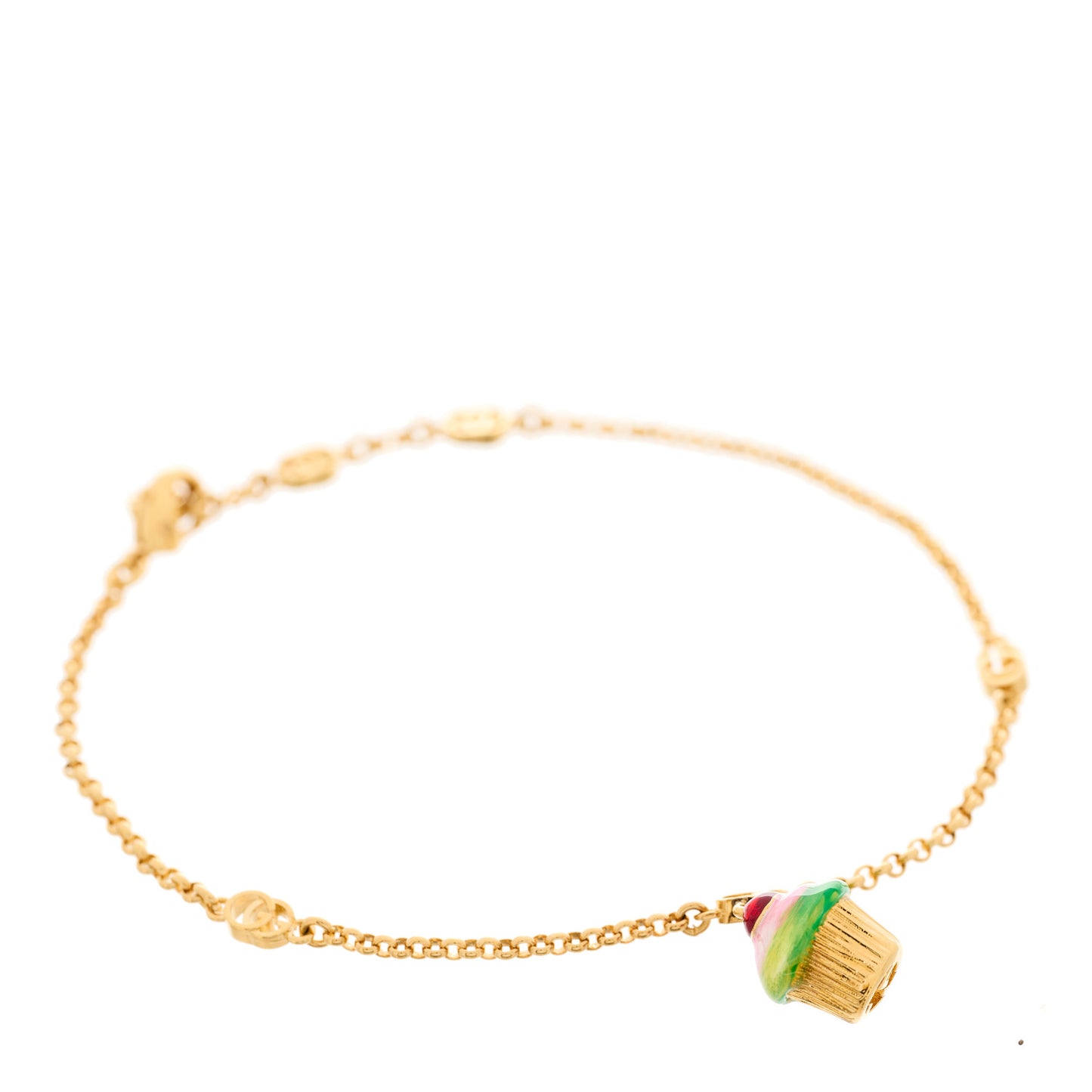 Metal Interlocking G Cupcake Charm Bracelet Gold Multicolor