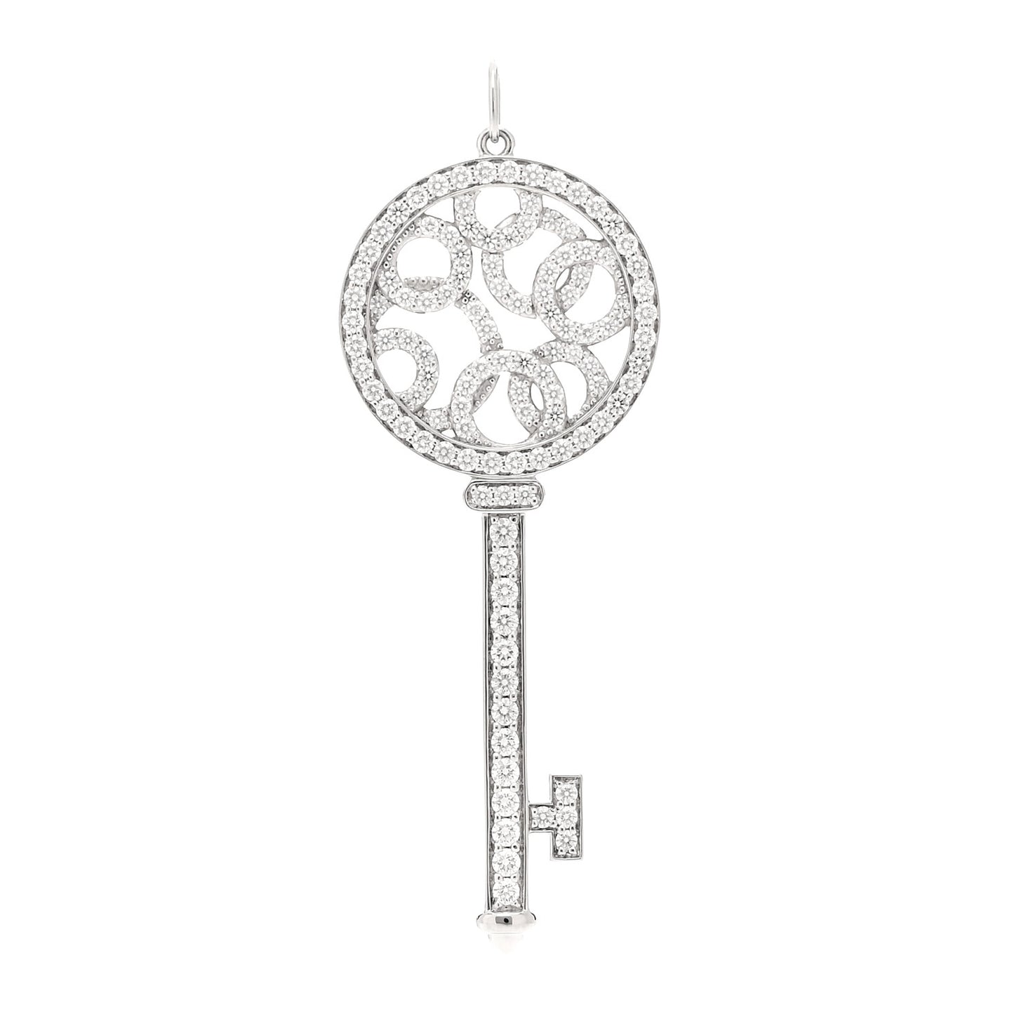 Platinum Diamond Bubbles Key Pendant