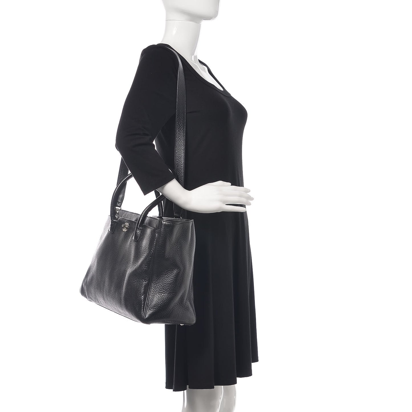 Calfskin XL Cerf Executive Shopper Tote Black