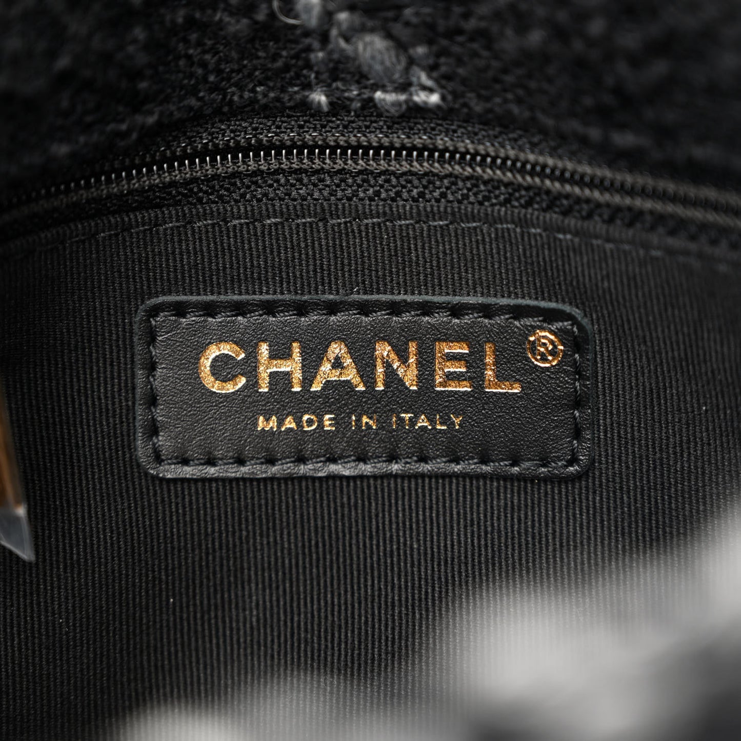 Wool Tweed Quilted Small Elegant Chain Flap Black Grey