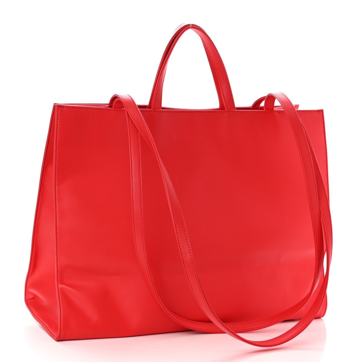 Vegan Leather Large Shopping Bag Red