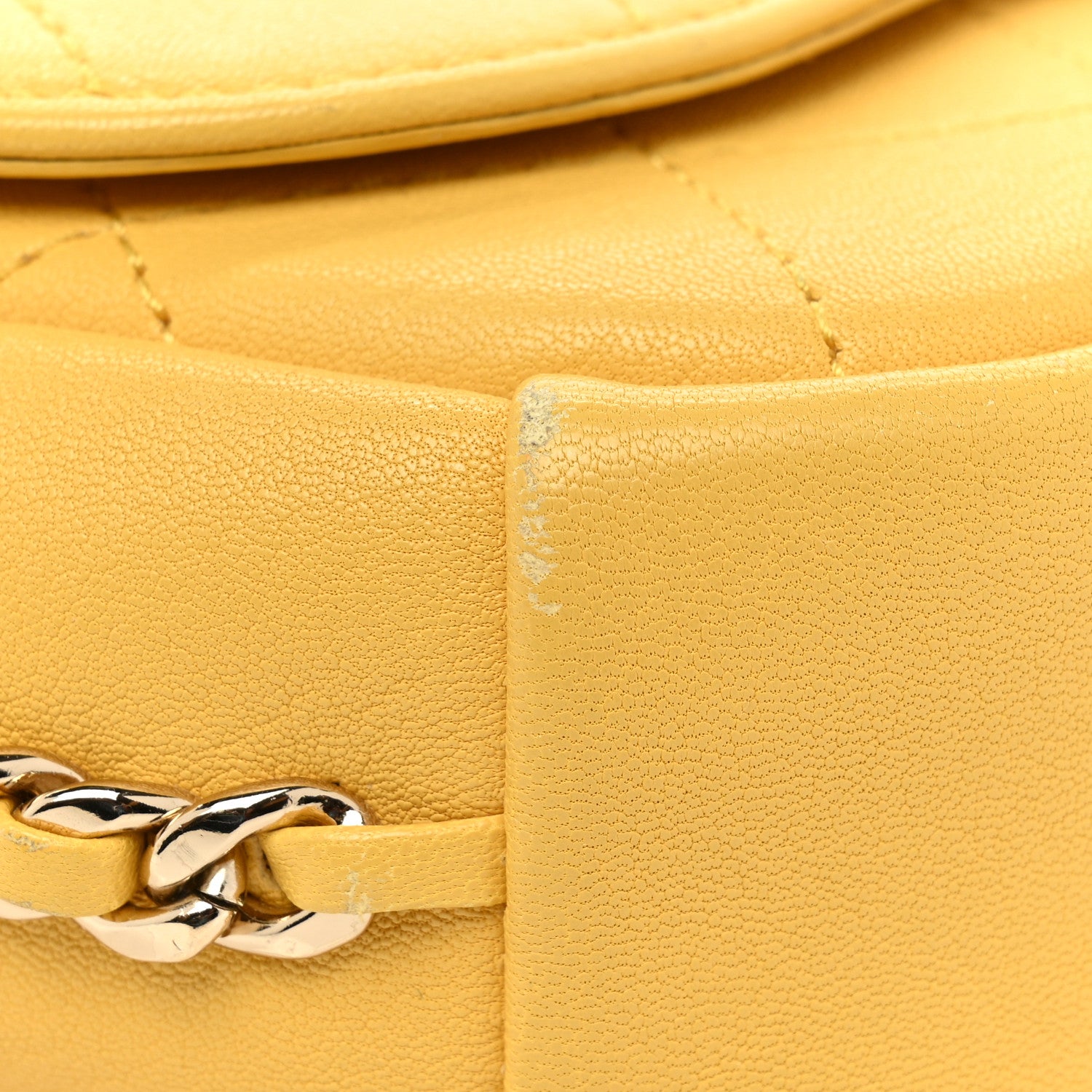 Chanel Goatskin Stitched Casual Trip Single Flap Yellow 13 of 18