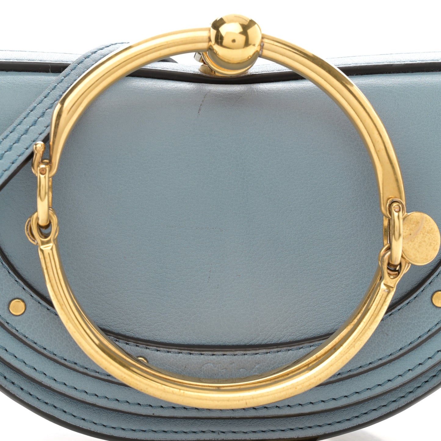Calfskin Small Nile Bracelet Minaudiere Bag Washed Blue