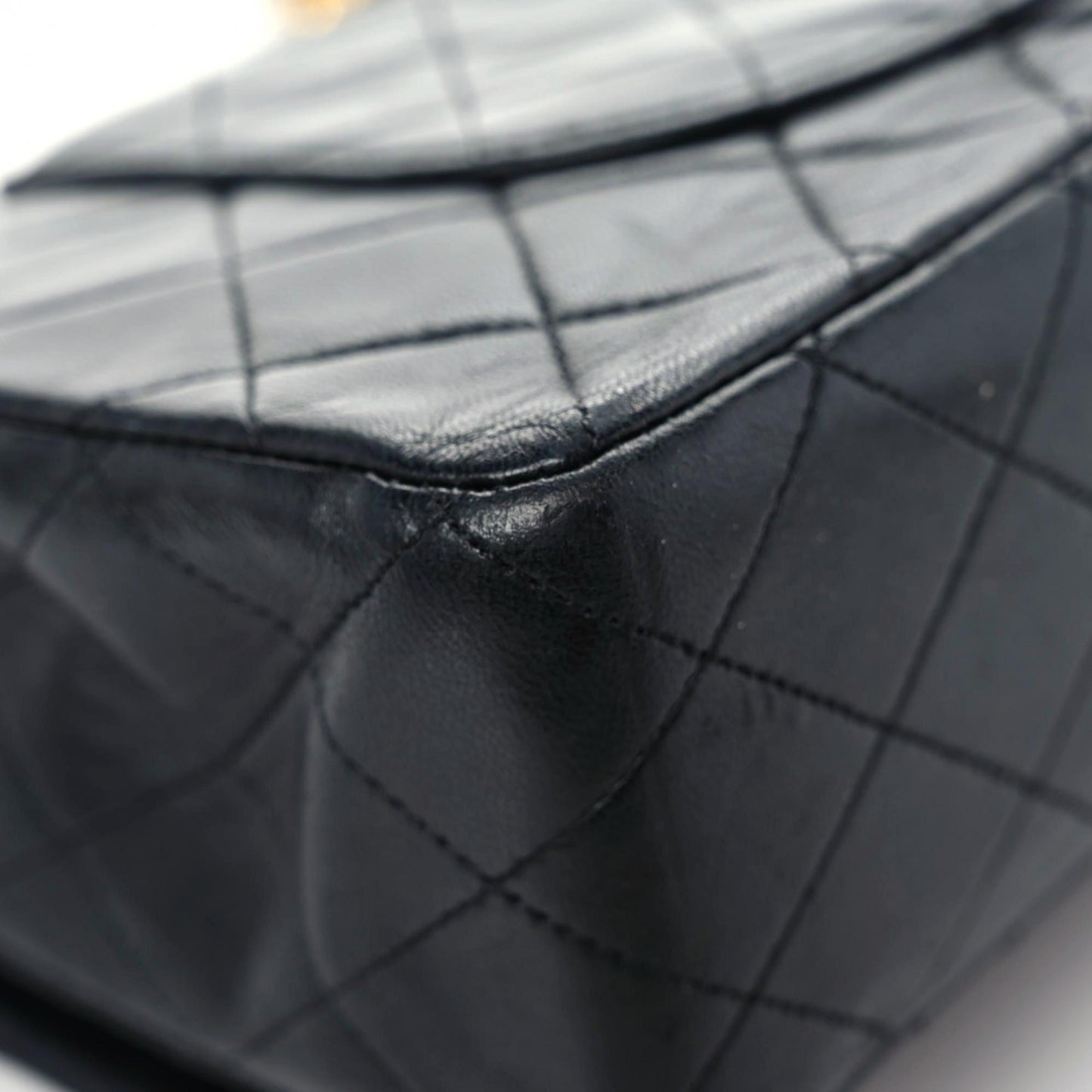 Lambskin Quilted Medium Double Flap Black