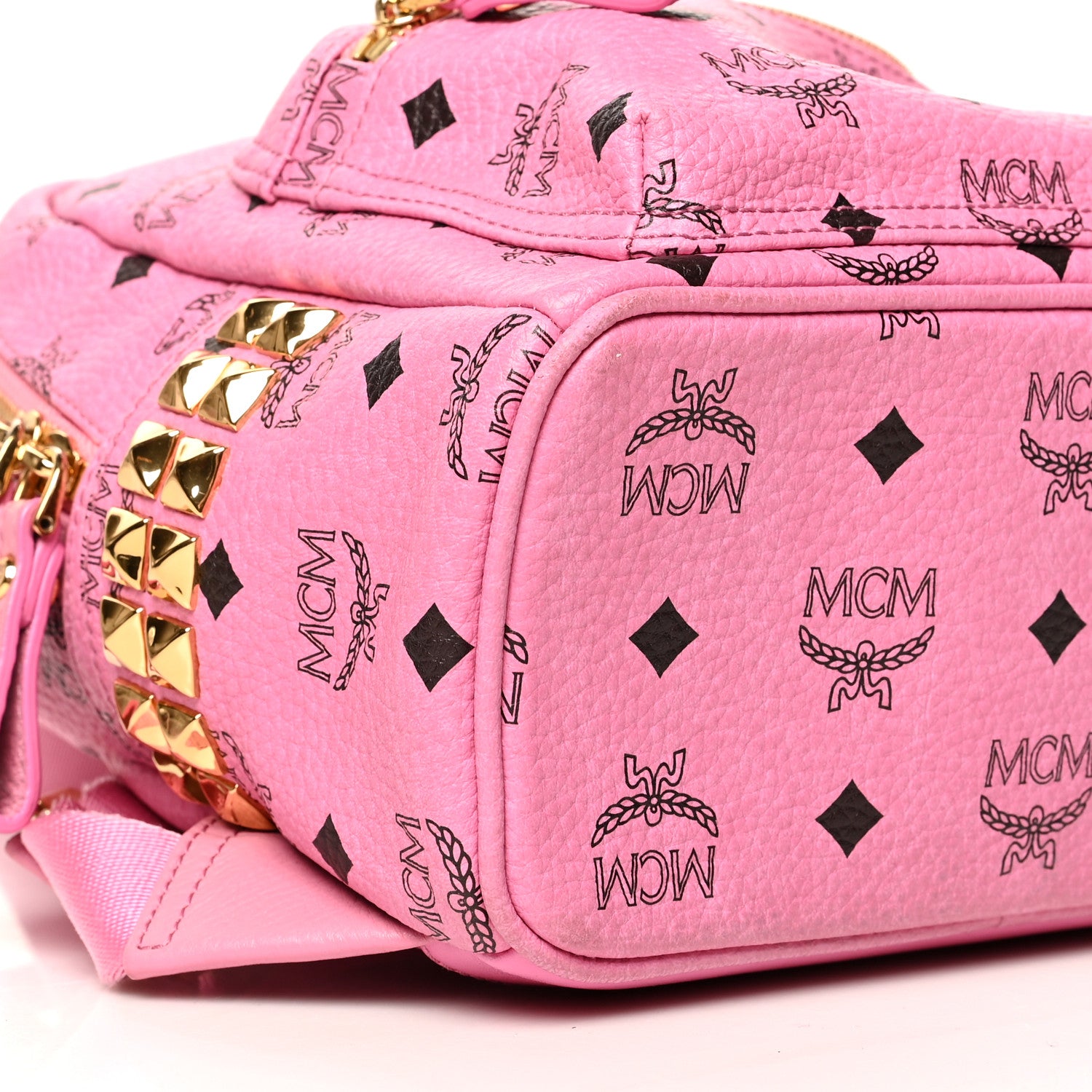 MCM Visetos Side Stud Mini Stark Backpack Pink 9 of 12