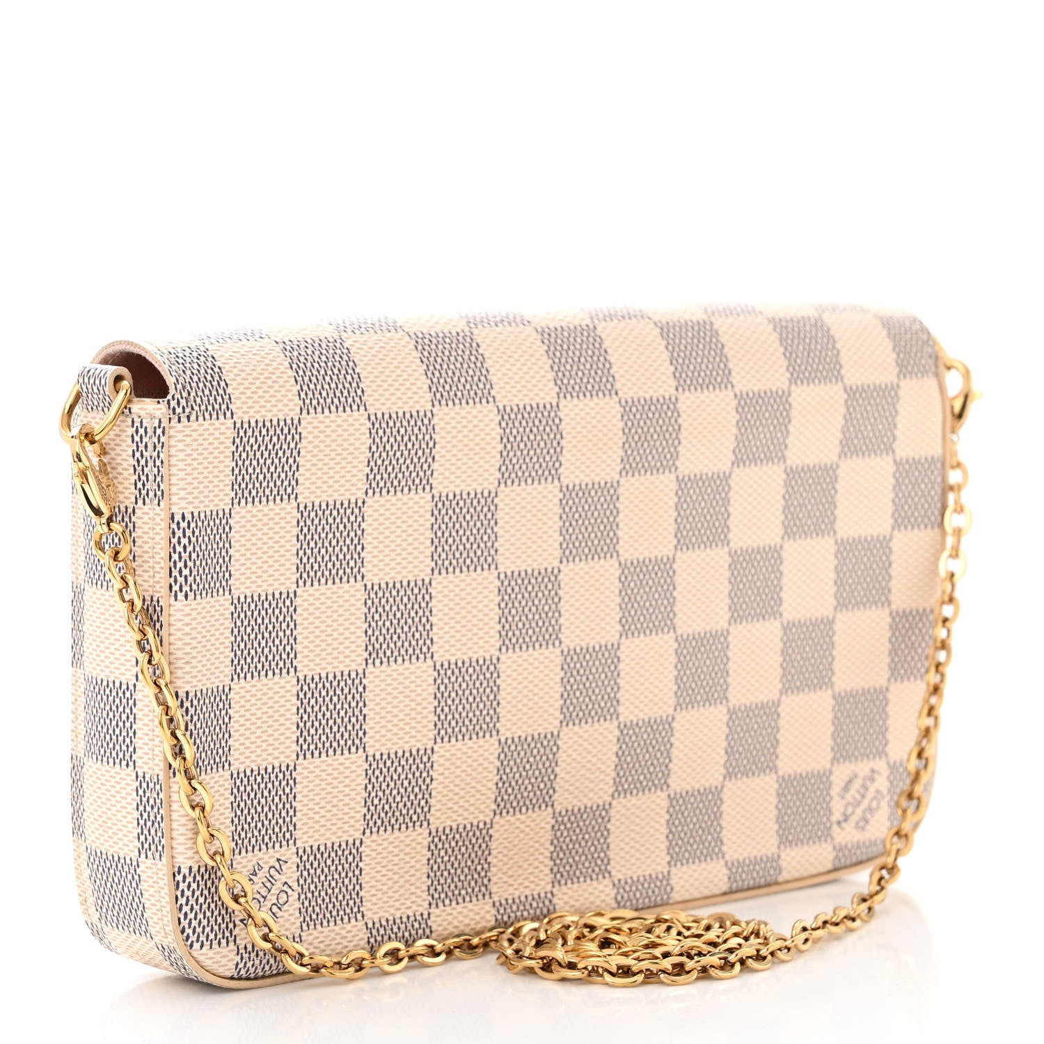 Louis Vuitton Damier Azur Pochette Felicie Chain Wallet Rose Ballerine 4 of 14