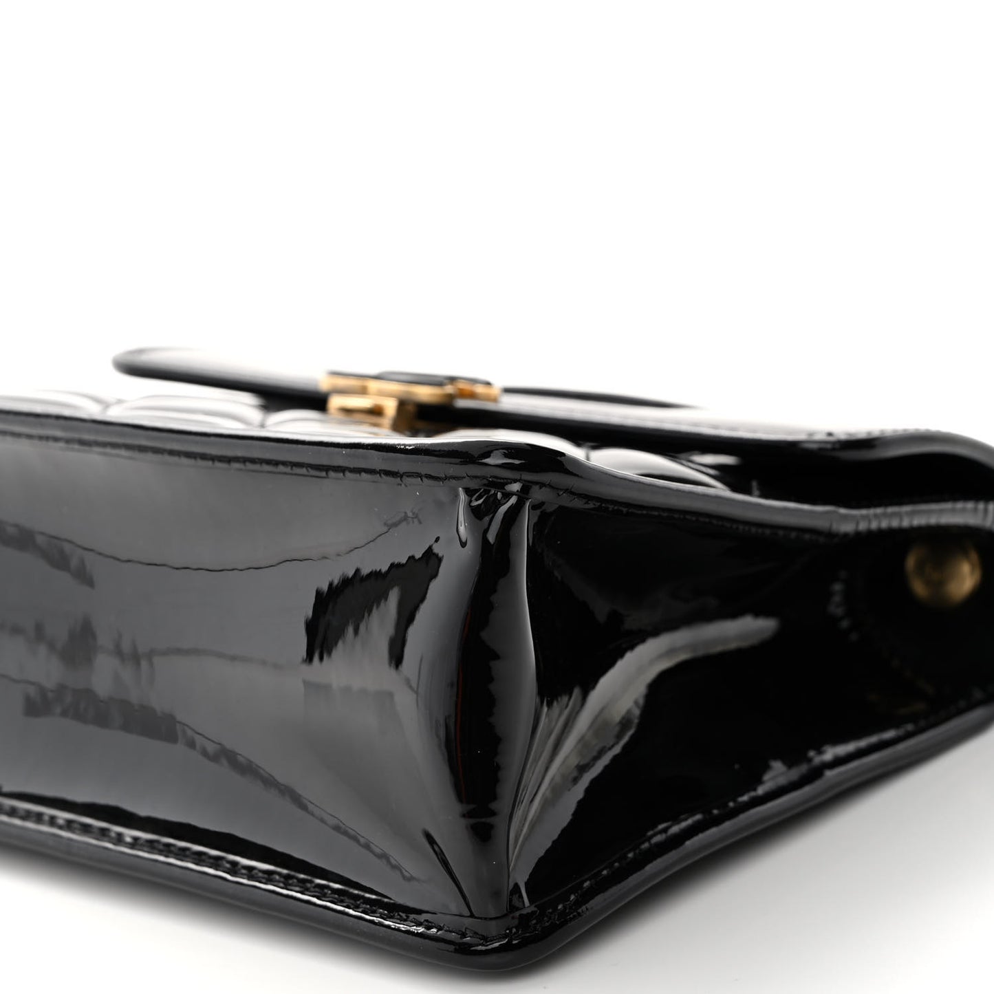 Patent Quilted Mini Graphic Catch Flap Black