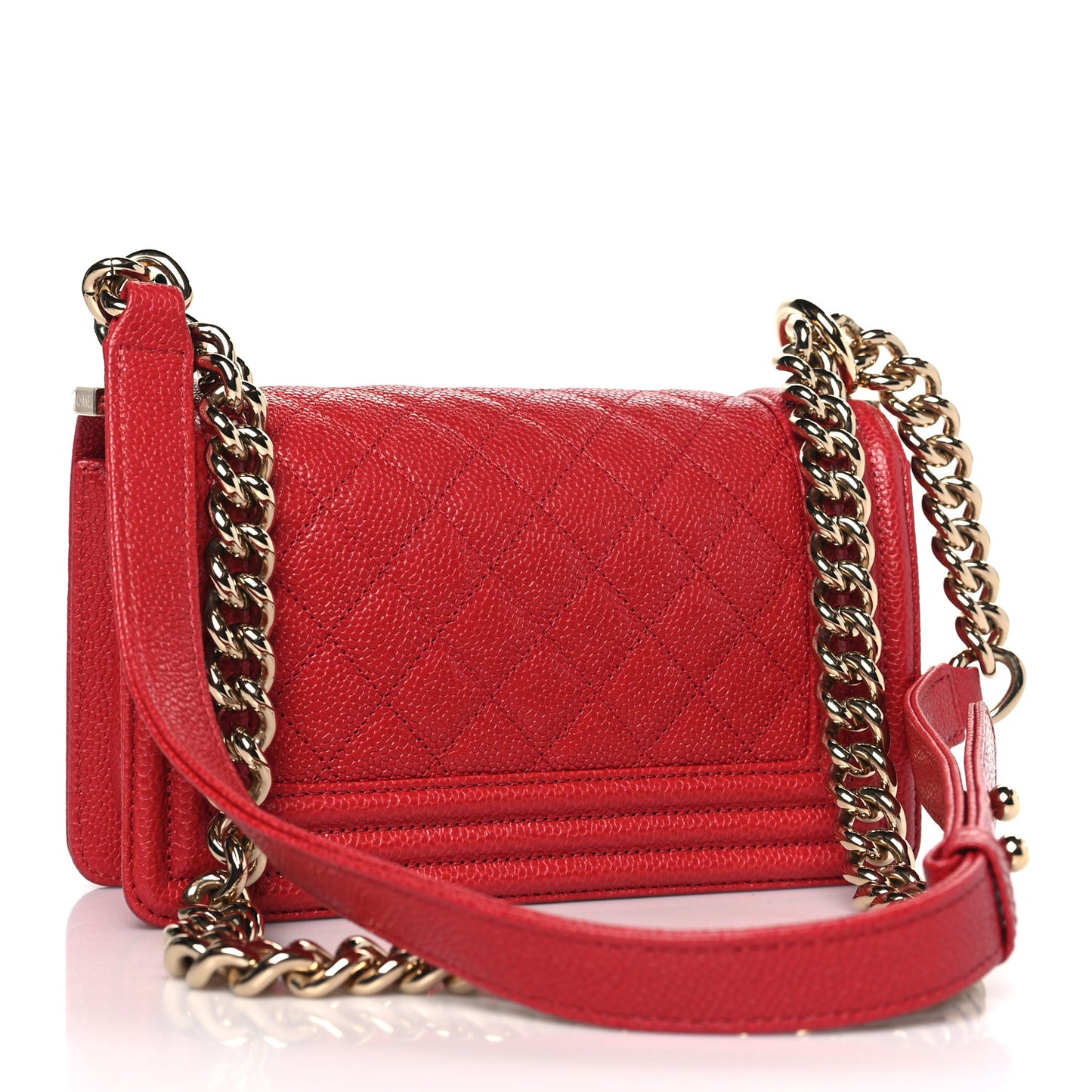 Caviar Quilted Small Boy Flap Red