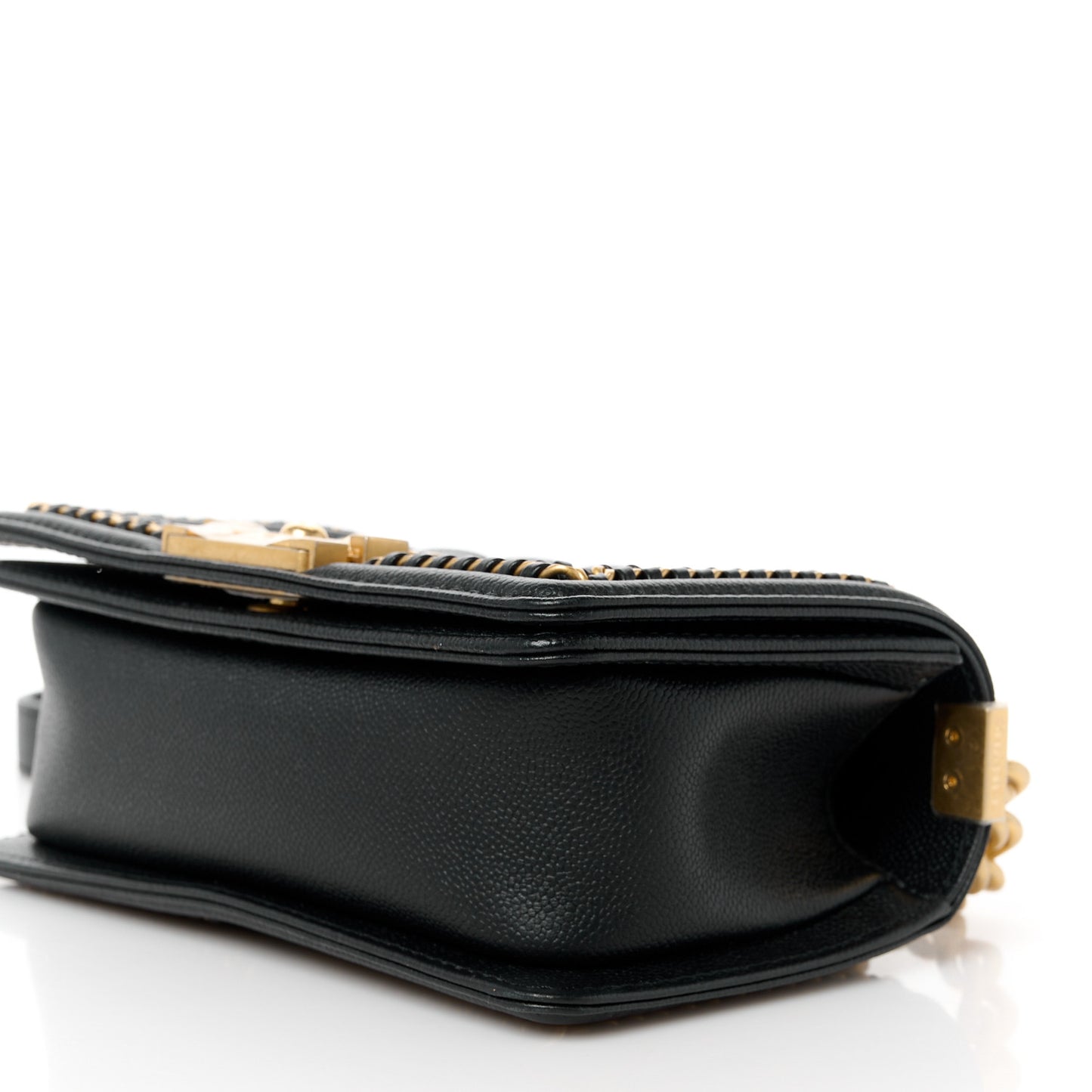Caviar Quilted Small Chain Around Boy Flap Black