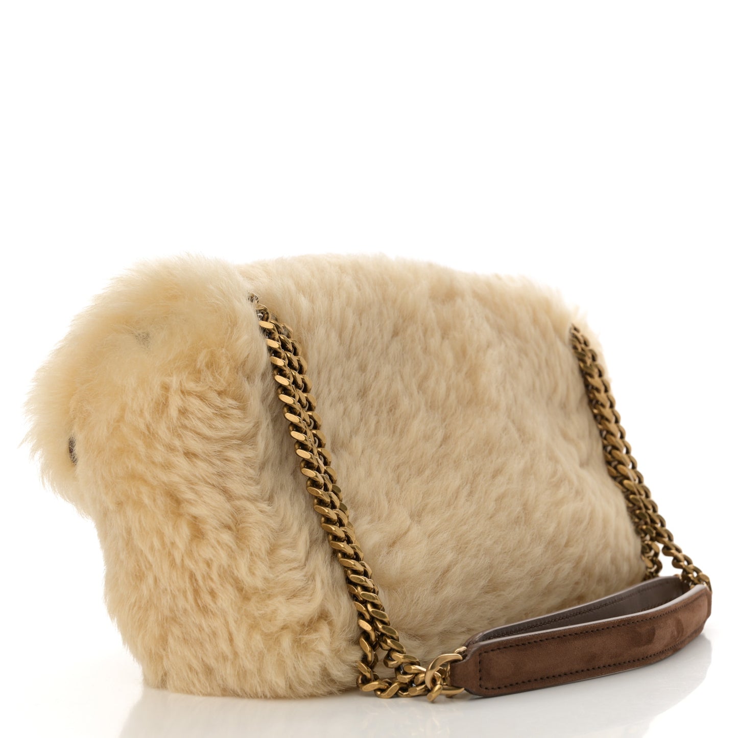 Shearling Calypso Crossbody Crema Naturel Dark Cigar