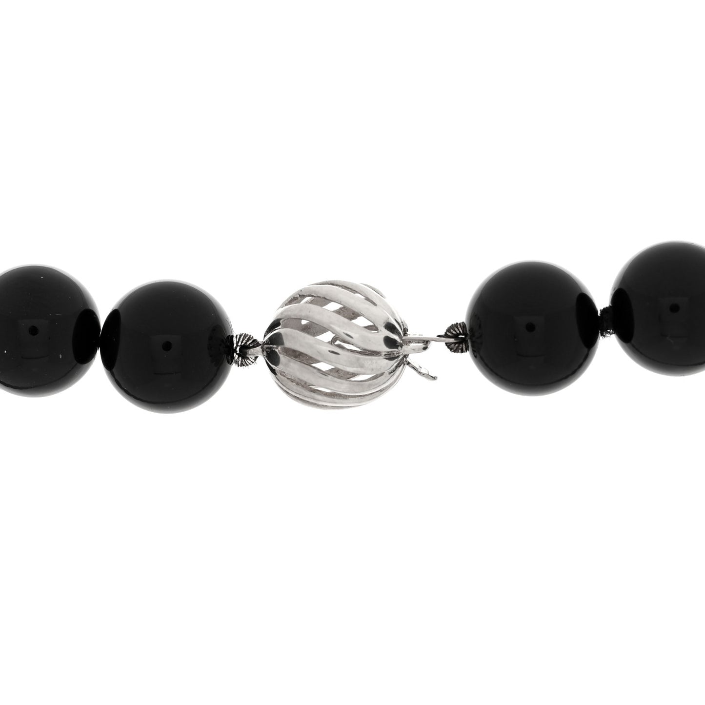 Sterling Silver Black Onyx 10mm Bead Necklace