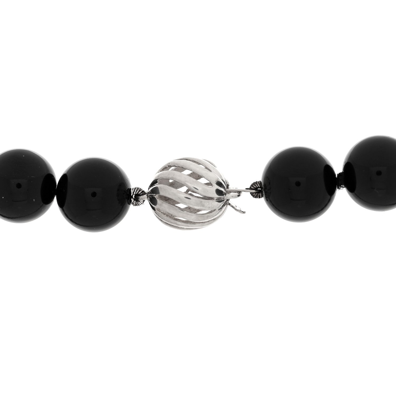 Tiffany Sterling Silver Black Onyx 10mm Bead Necklace 4 of 4